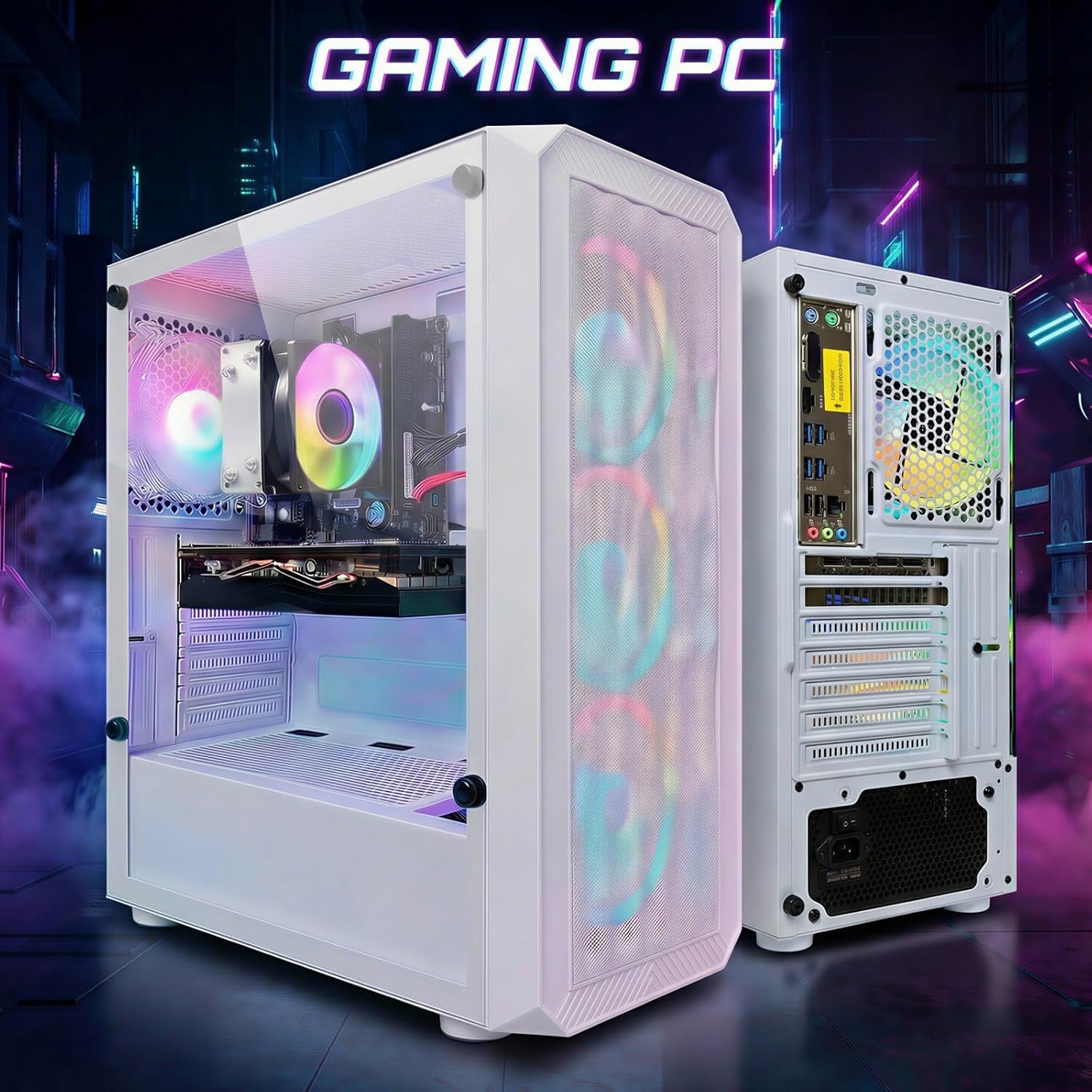 STGAubron Gaming PC Desktop Computer  AMD Ryzen 3 3200G 3.6 GHz  Radeon RX 580 8G  16G DDR4  1T SSD  WiFi 6  BT 5.0  RGB Fan x 4  Windows 11 Home