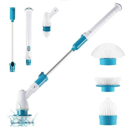 Happylost Electric Spin Scrubber 360 Cordless Bathroom Cleaning Brush with 3 Replaceable Scrubber Brush Heads Extension Handle for Tub, Tile, Wall,