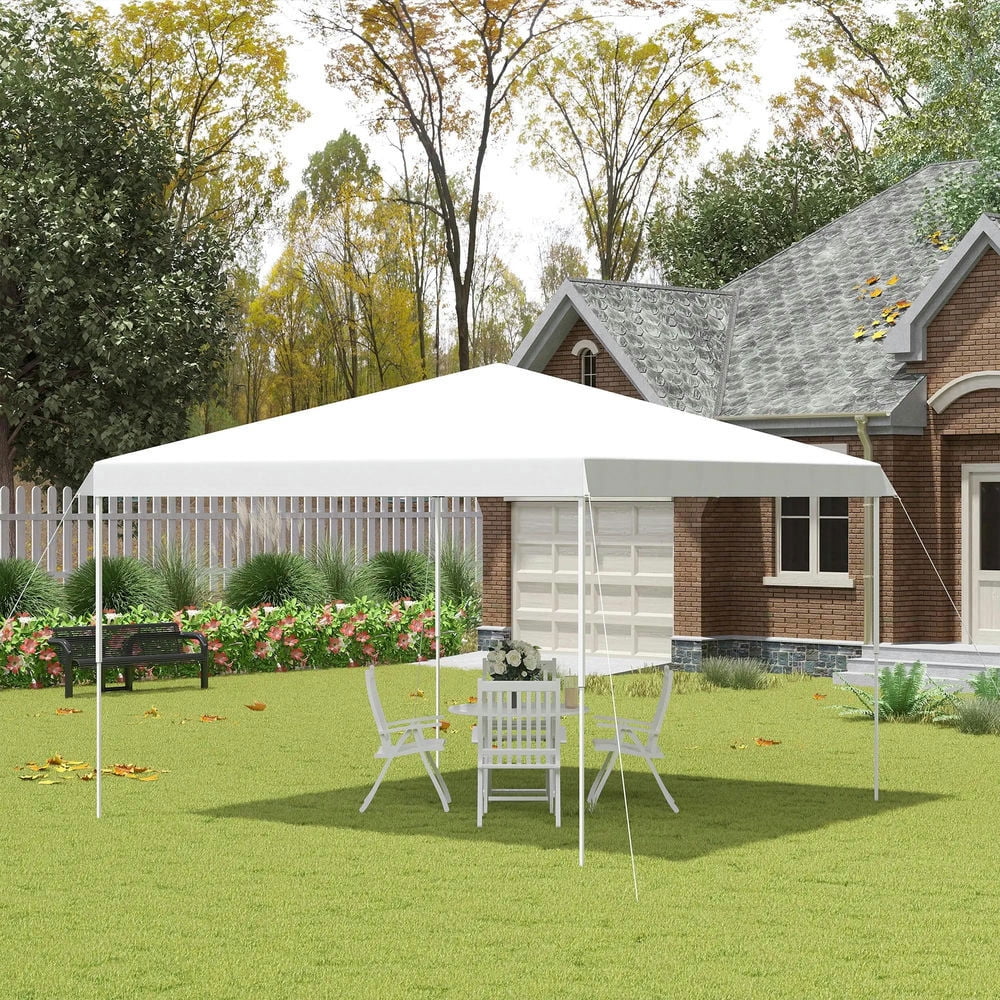 GVN Backyard Garden Canopy, Camping Canopy Screen Tent,13' x 13' Pop Up Canopy Tent, Instant Sun Shelter, Tents for Parties,White