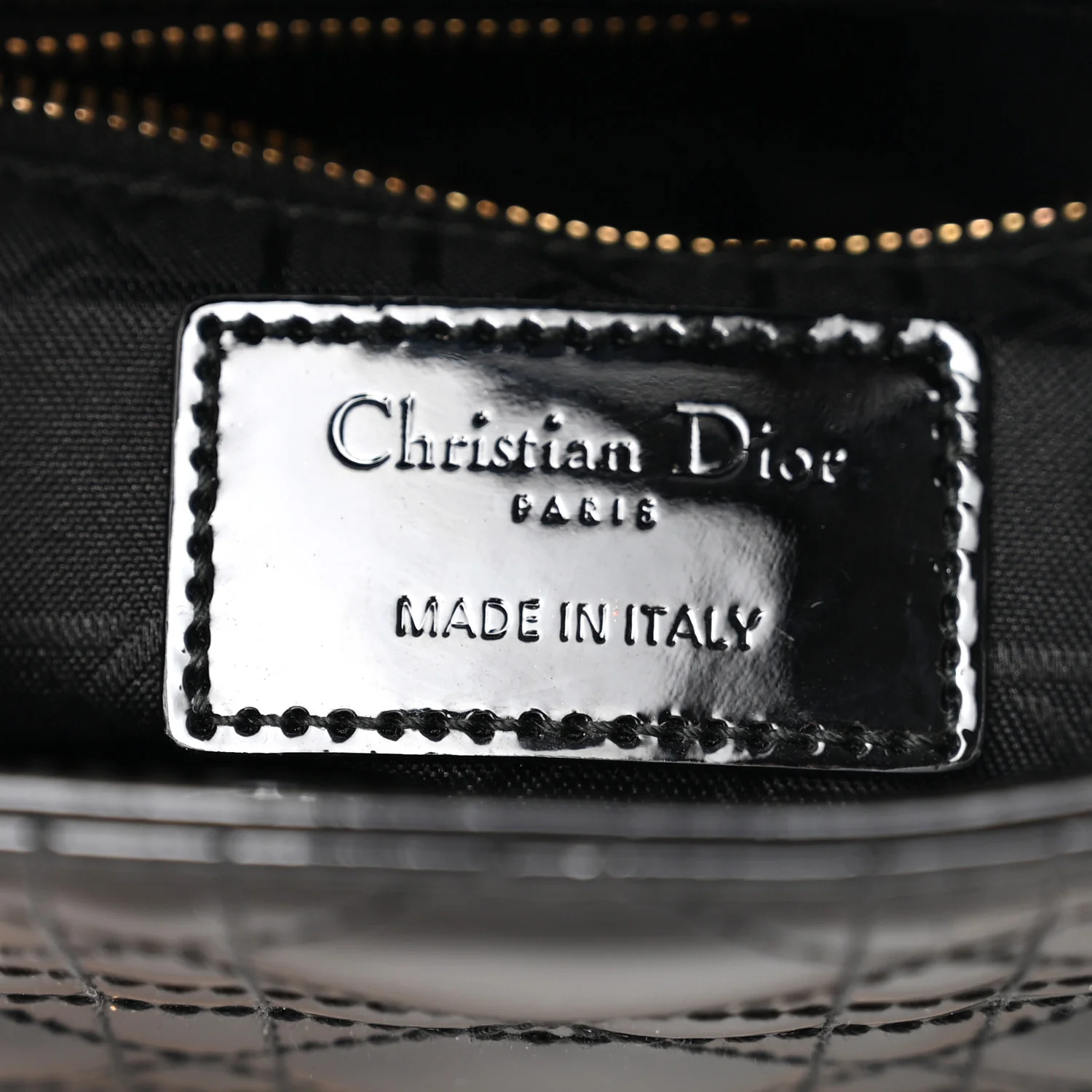 Patent Cannage Mini Lady Dior Black