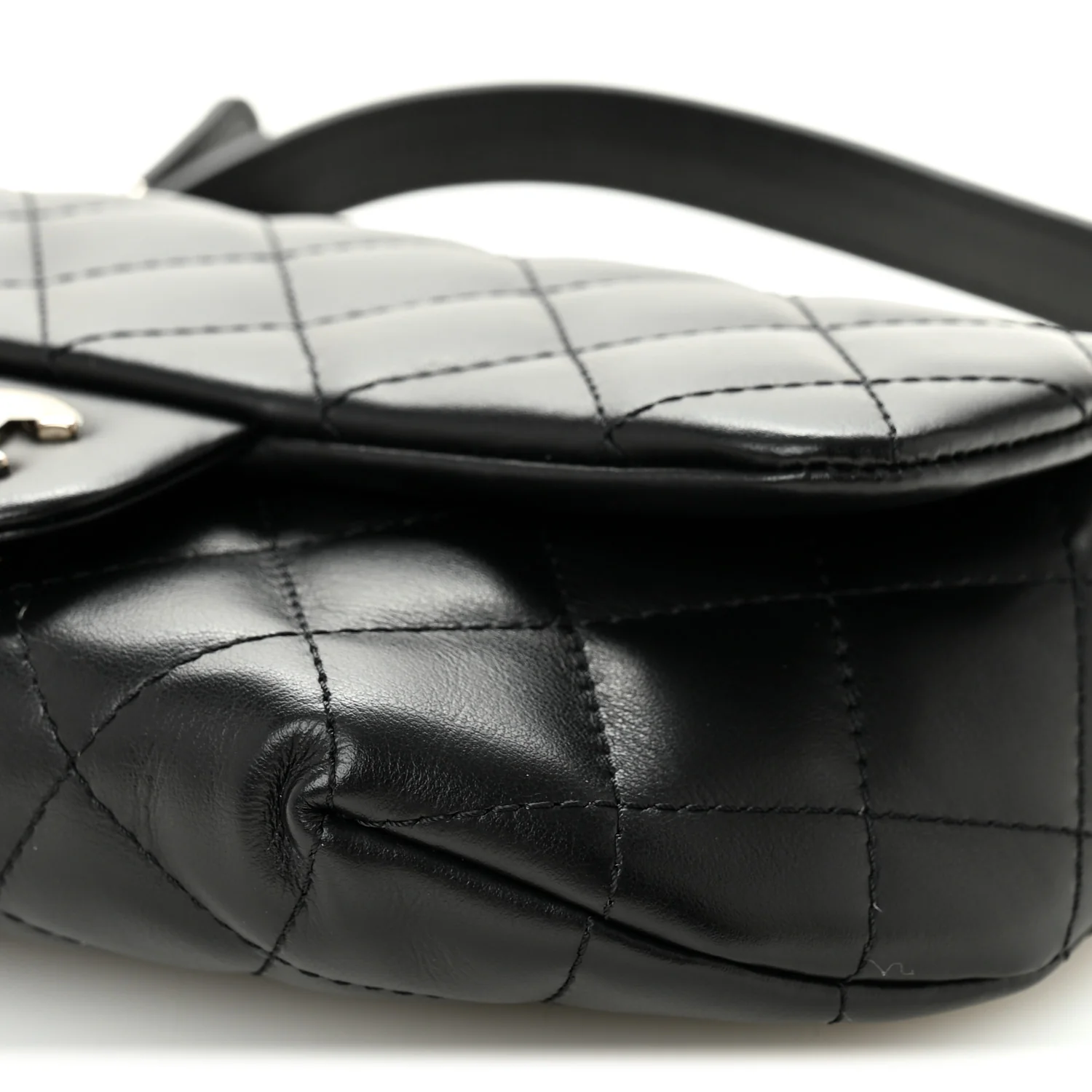 Calfskin Quilted CC Uniform Flap Belt Bag Black