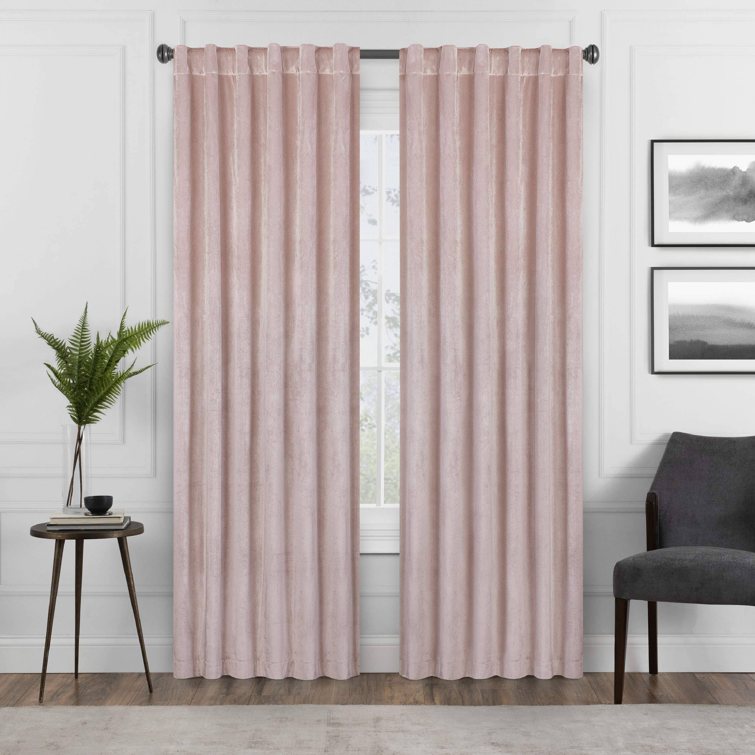Eclipse Harper Velvet Absolute Zero Blackout Window Panel - 84 Inches - Blush