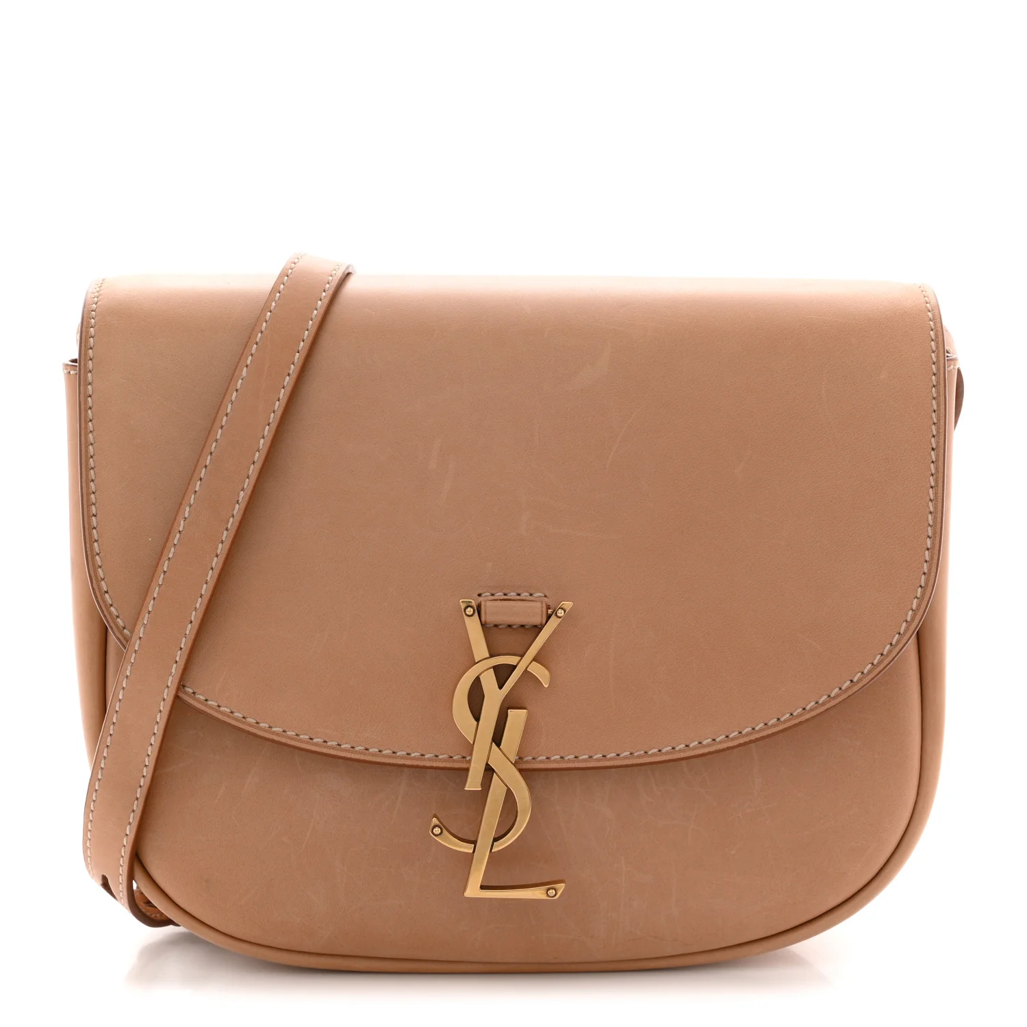 Smooth Vintage Calfskin Monogram Medium Kaia Satchel Gold