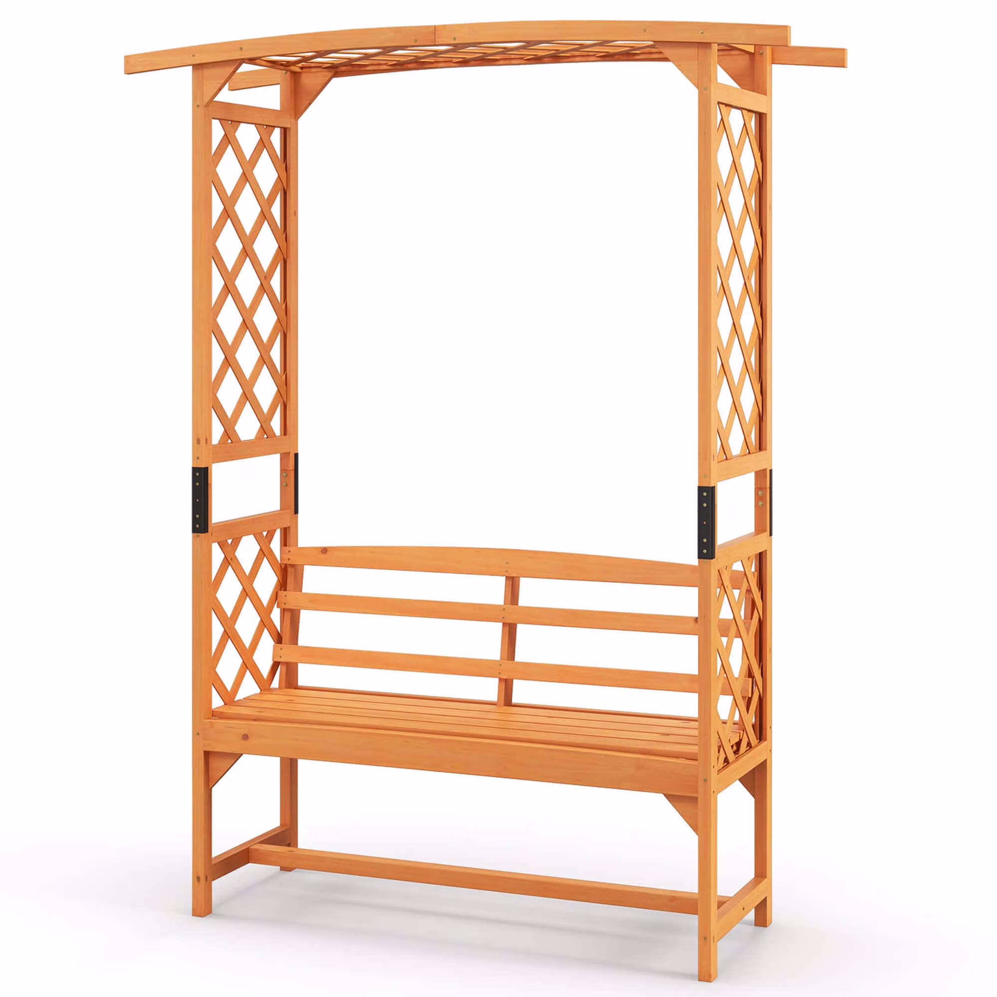 Costway 6.5 FT Tall Patio Garden Arbor with Pergola 2-Seat Bench Trellis for Climbing Plant