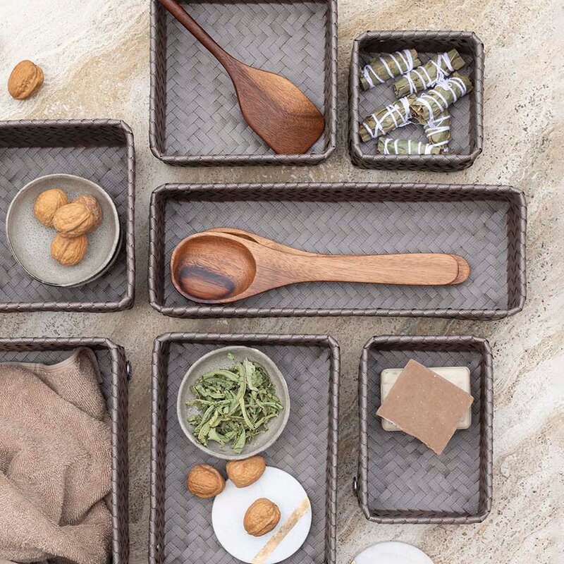 Fit liten oppbevaringskurv 18x12x7 cm taupe