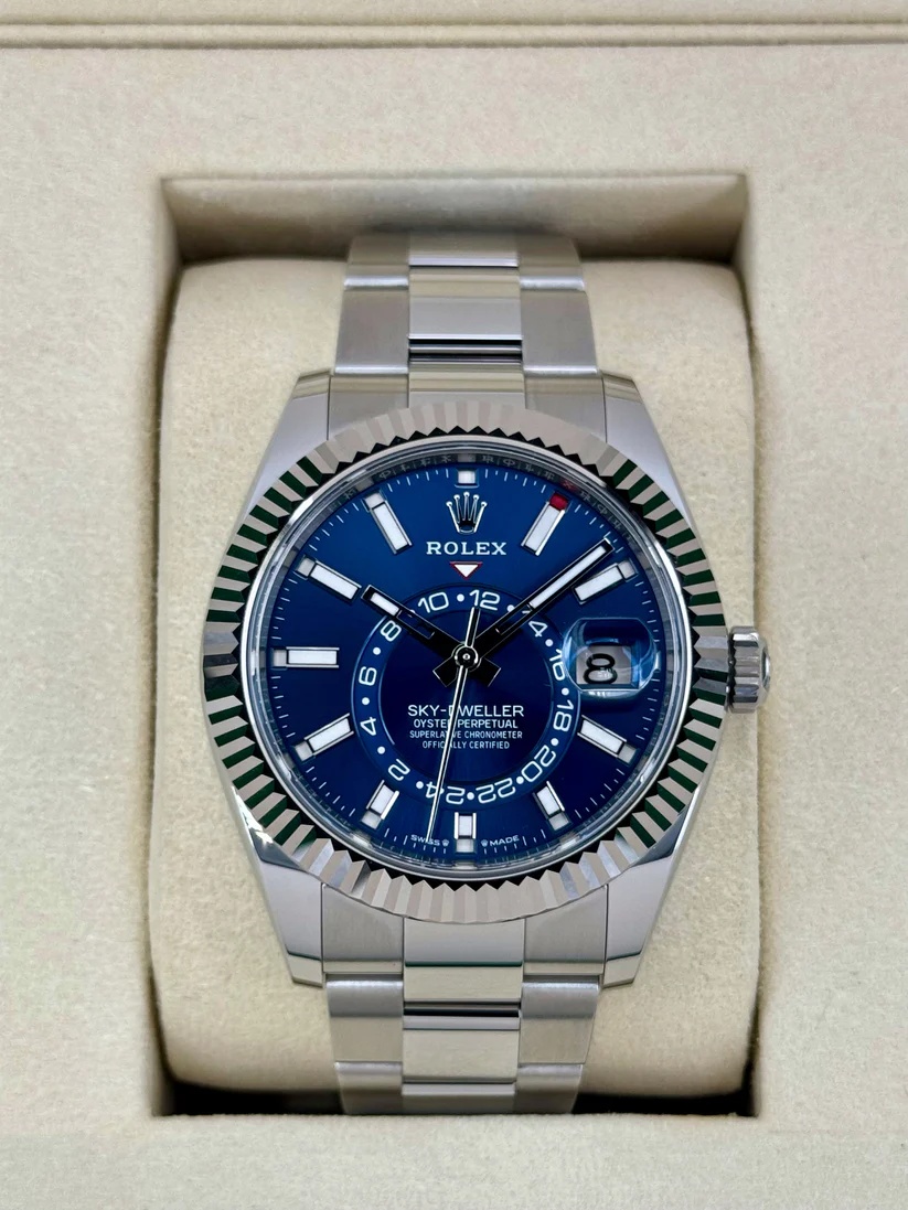[Super Clone]RLX  Sky-Dweller 42mm Stainless Steel Blue Dial Oyster - 336934