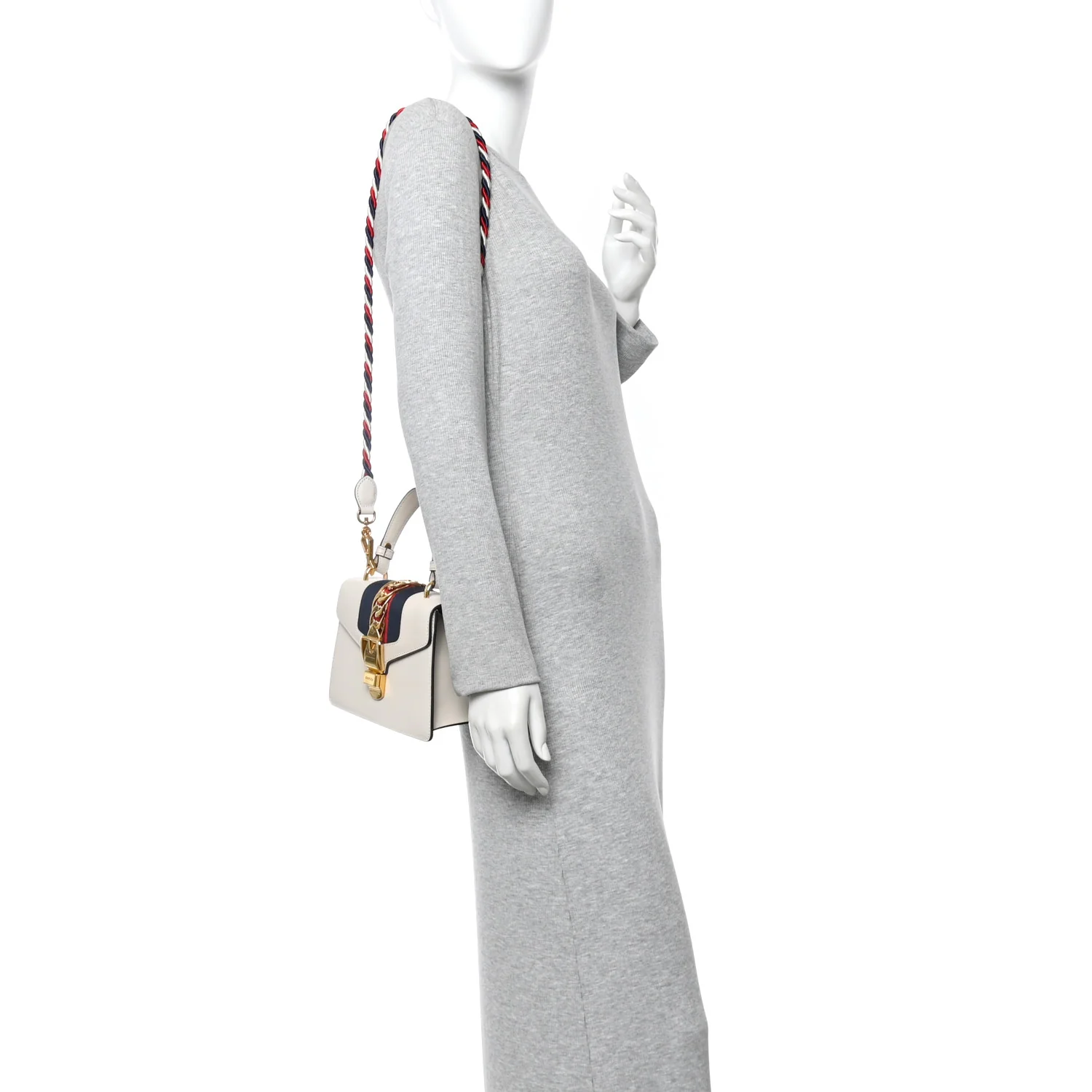 Calfskin Mini Sylvie Top Handle Bag White