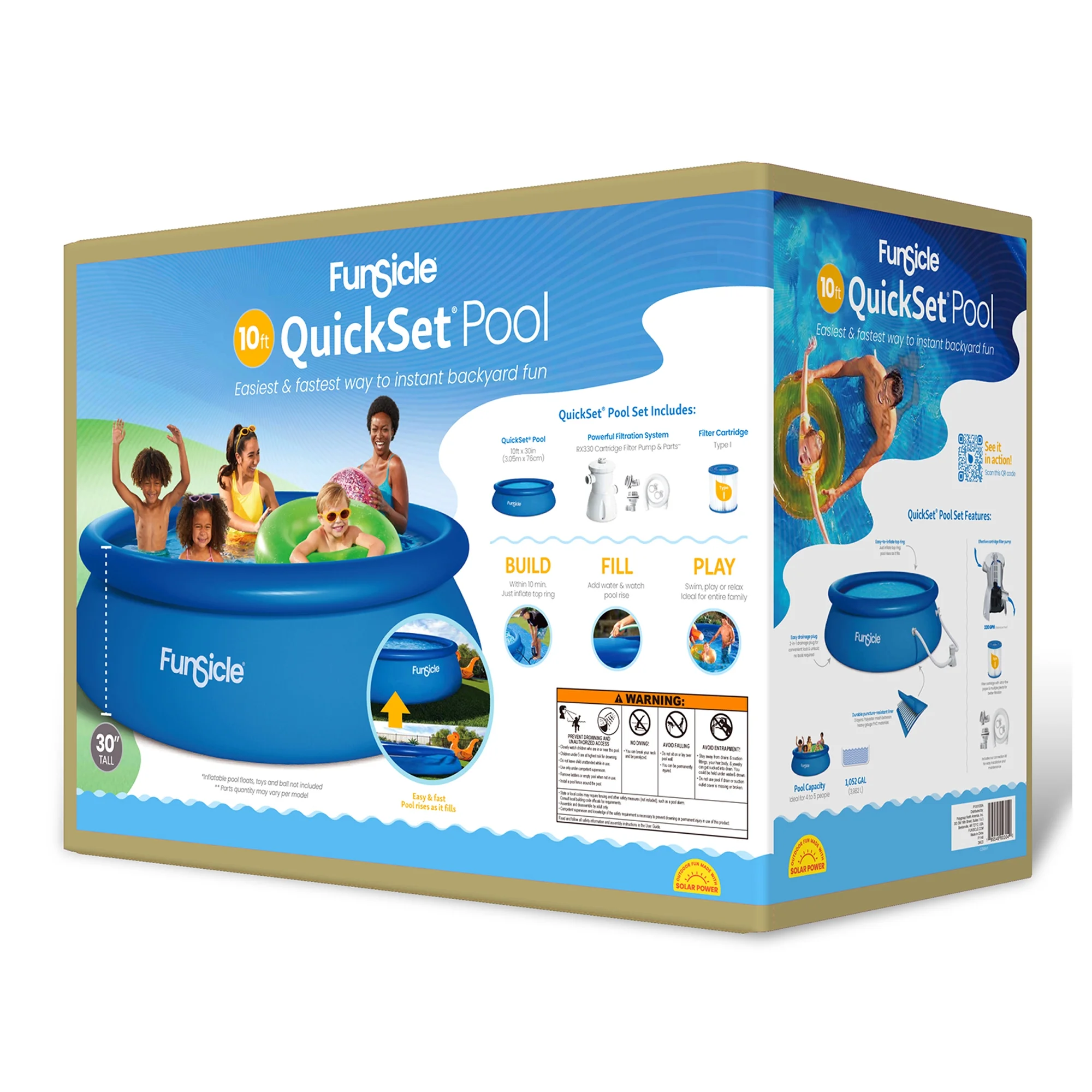 Funsicle 8 Ft Quickset Above Ground Swimming Pool, Round, Age 6 & up
