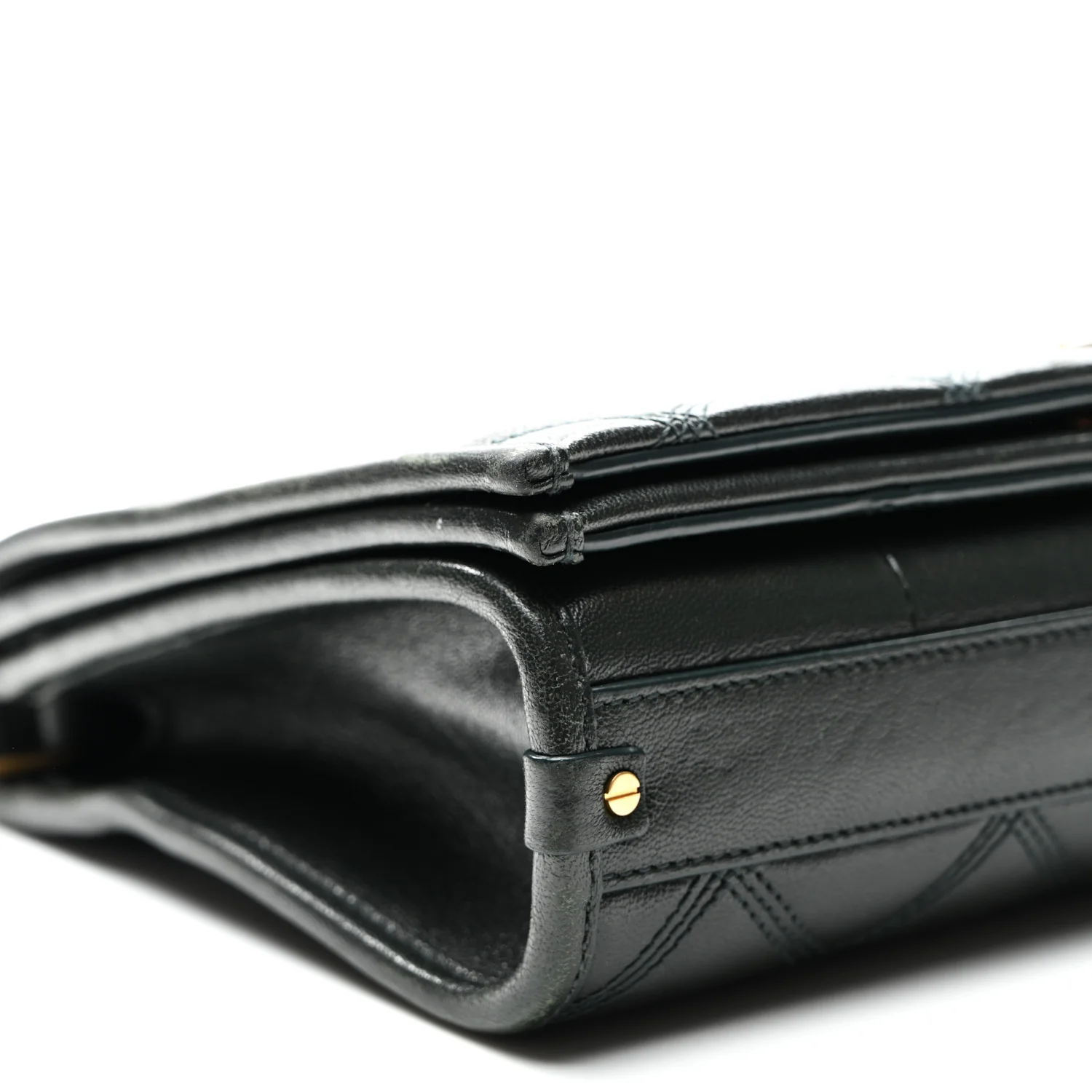 Lambskin Quilted Mini Becky Chain Bag Vert Fonce