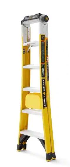 Gorilla Ladders 15 ft. Reach Twin Step Fiberglass Multi-Position Ladder, 375 lbs. Load Capacity Type IAA Duty Rating