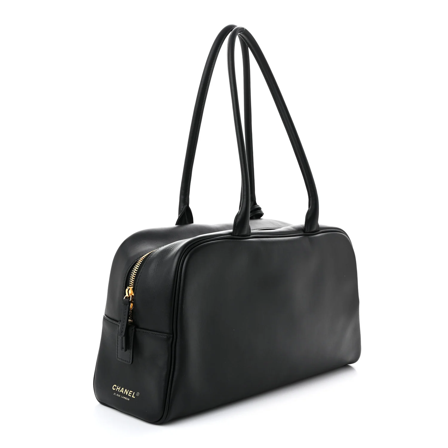 Calfskin Large Perfect Bowling Bag Black