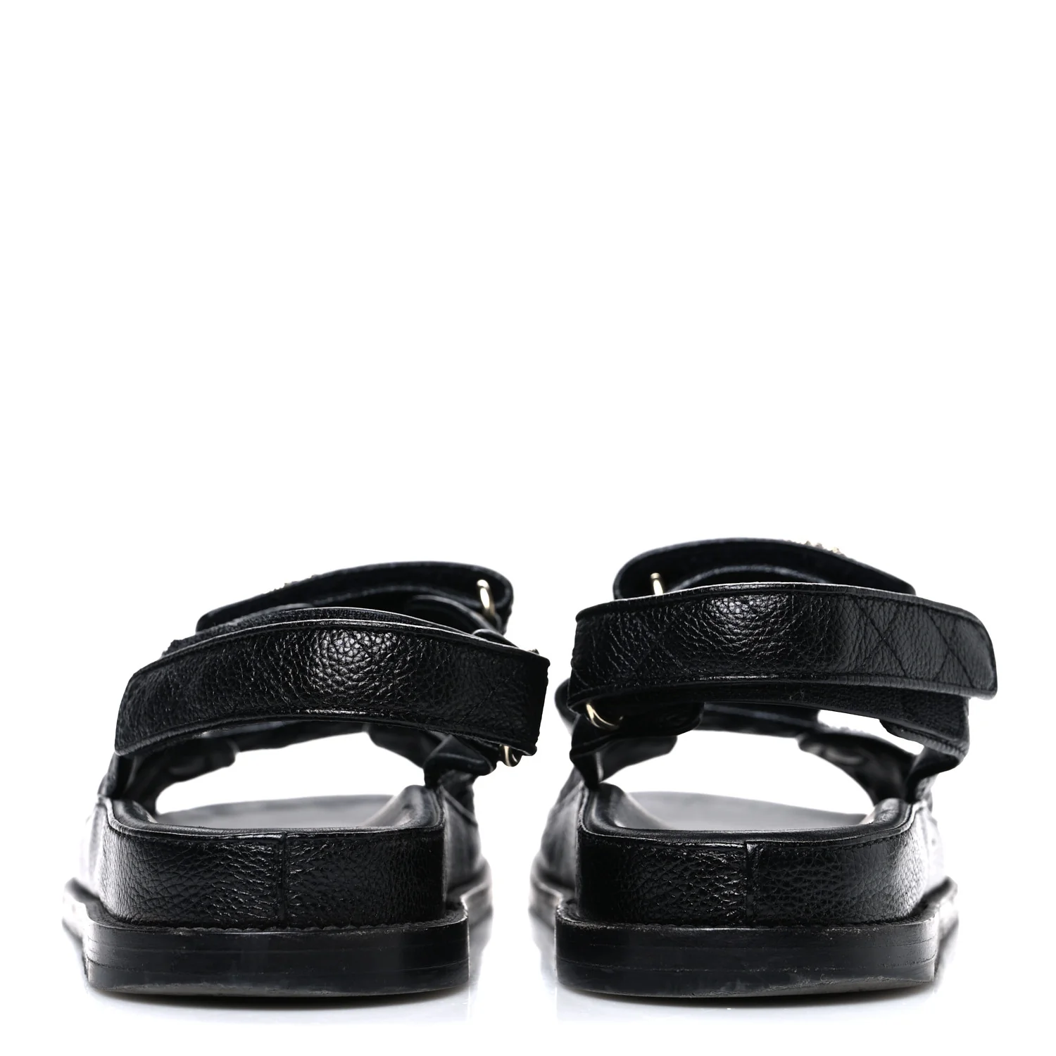 Grained Calfskin Velcro Dad Sandals 39 Black