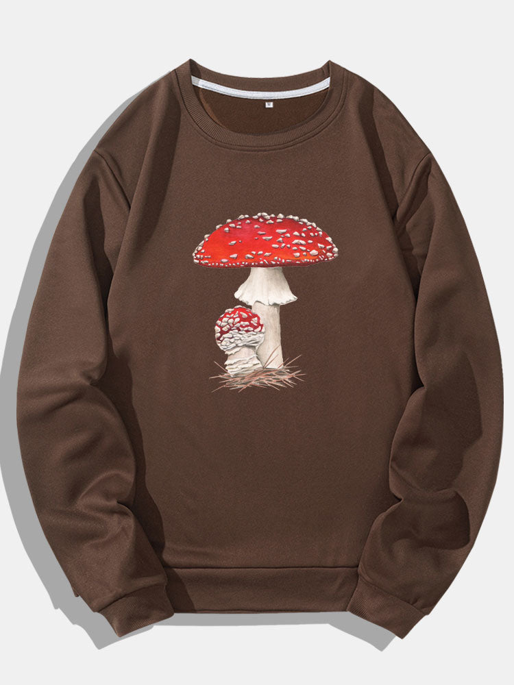 Sweat-shirts à col rond imprimé champignons
