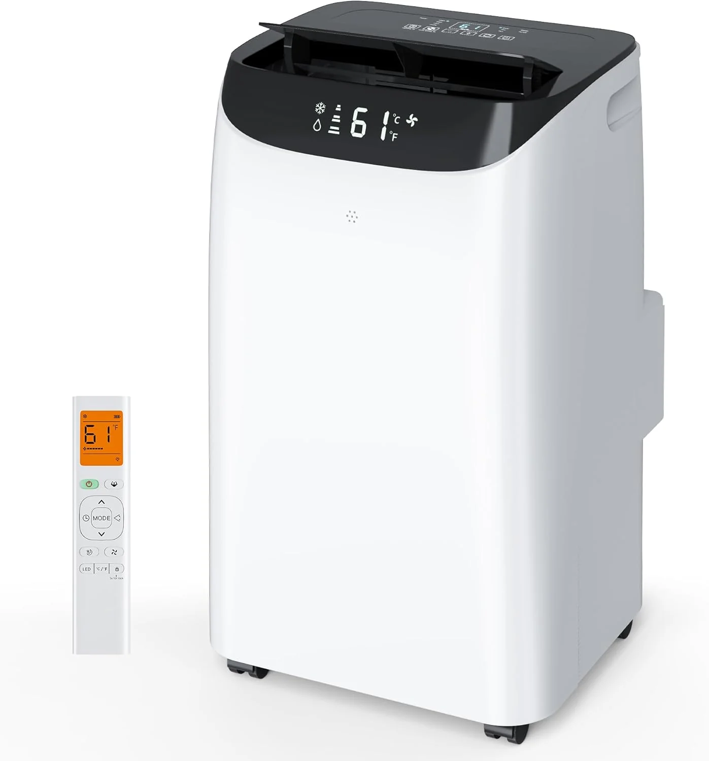Climatiseur portable Inverter 16 000 BTU avec télécommande, unité de climatisation autonome pour pièces jusqu'à 74 m², avec déshumidificateur et ventilateur, double tuyau, mode veille silencieux (42 dB), kit pour fenêtre