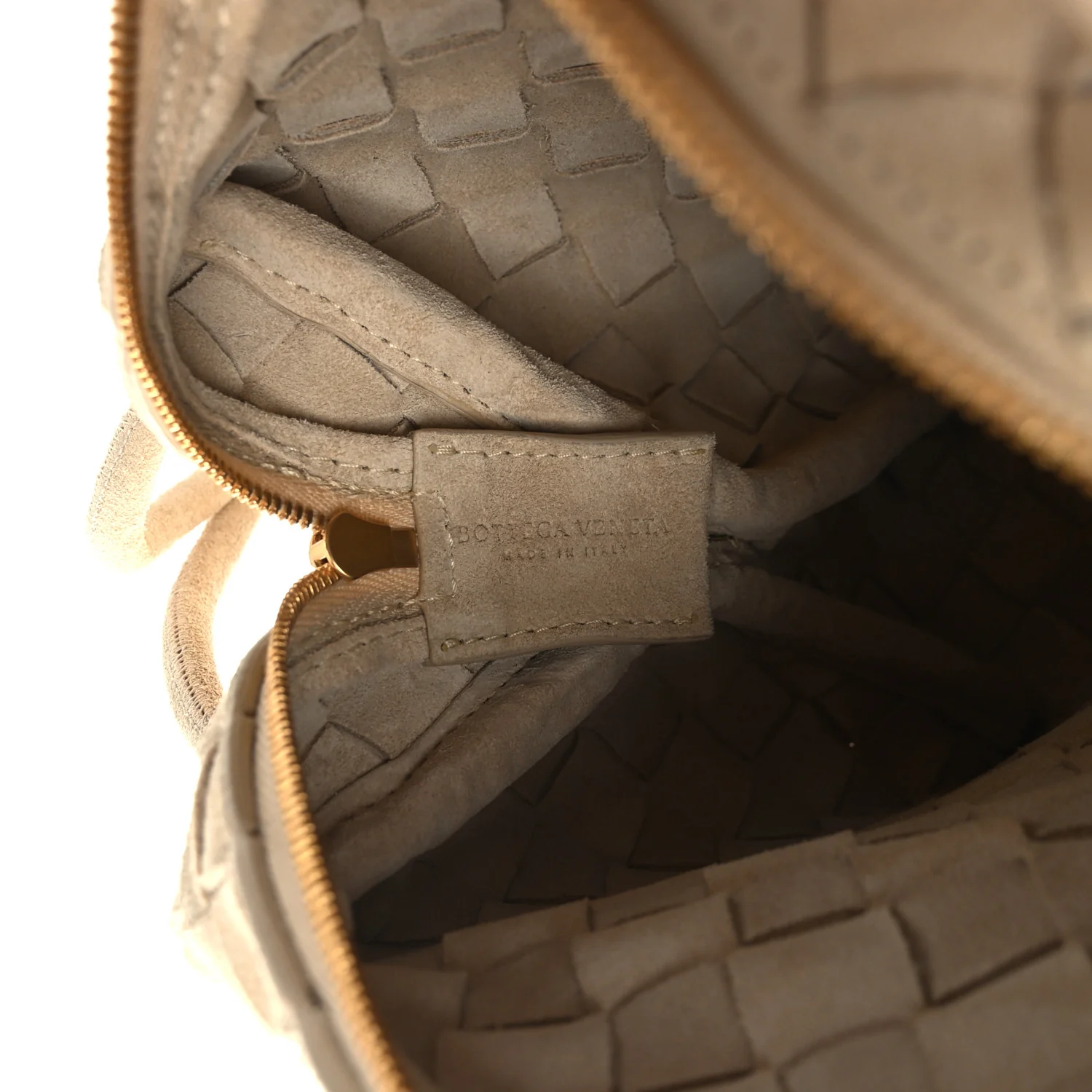 Suede Intrecciato Small Loop Camera Bag Sand