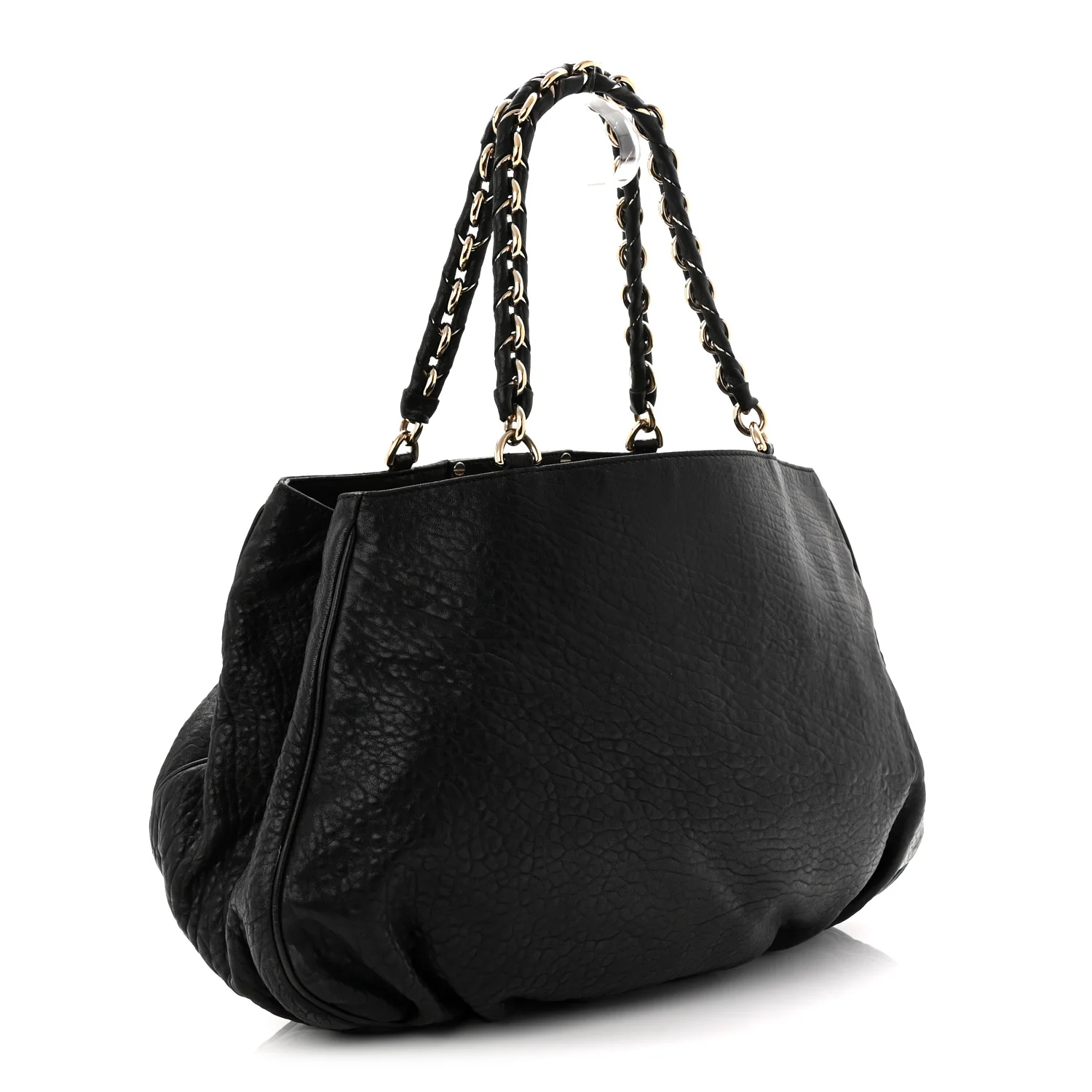 Crinkled Lambskin Mia Tote Black