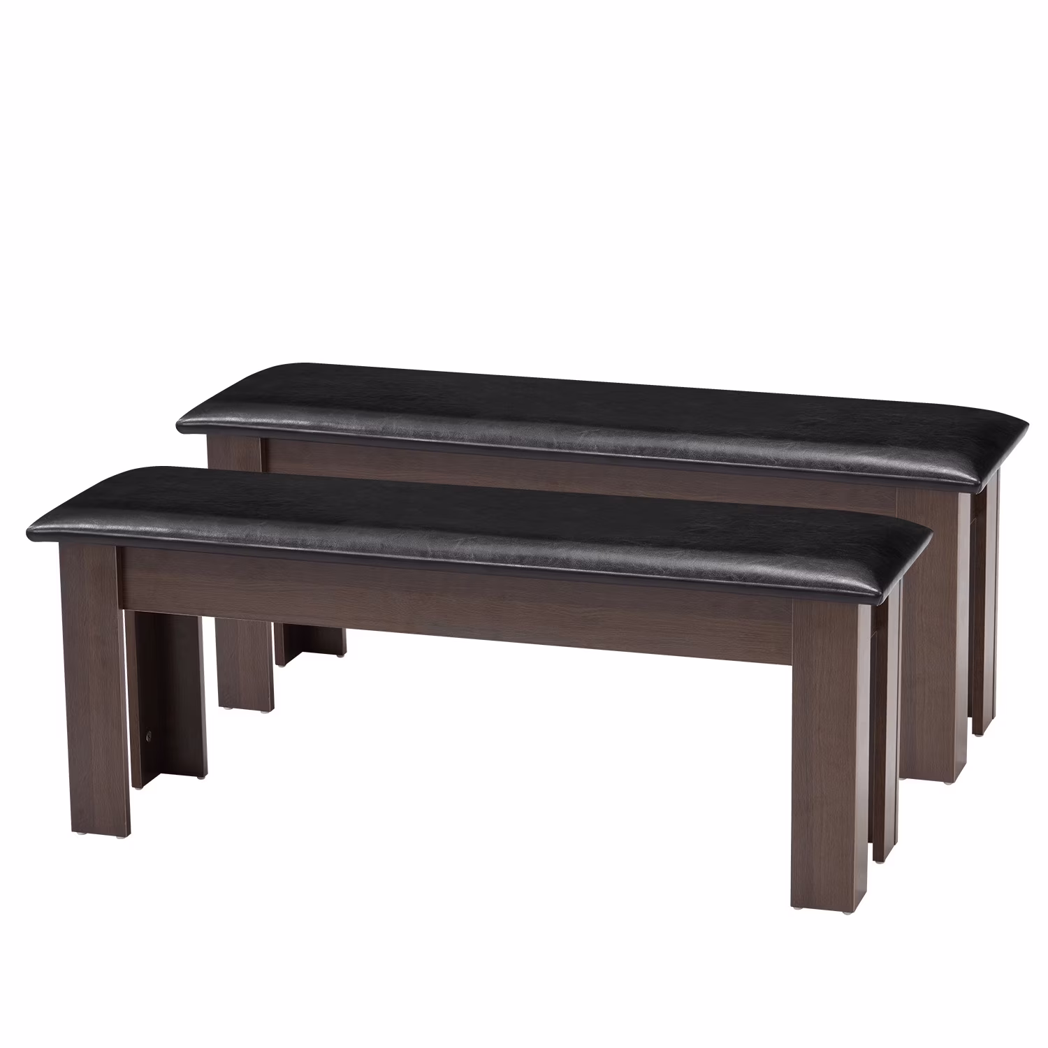 44" Dining Room Bench Set of 2, Wood Linen Fabric Kitchen Benches, Beige Natural(Beige Bench) - Image 3