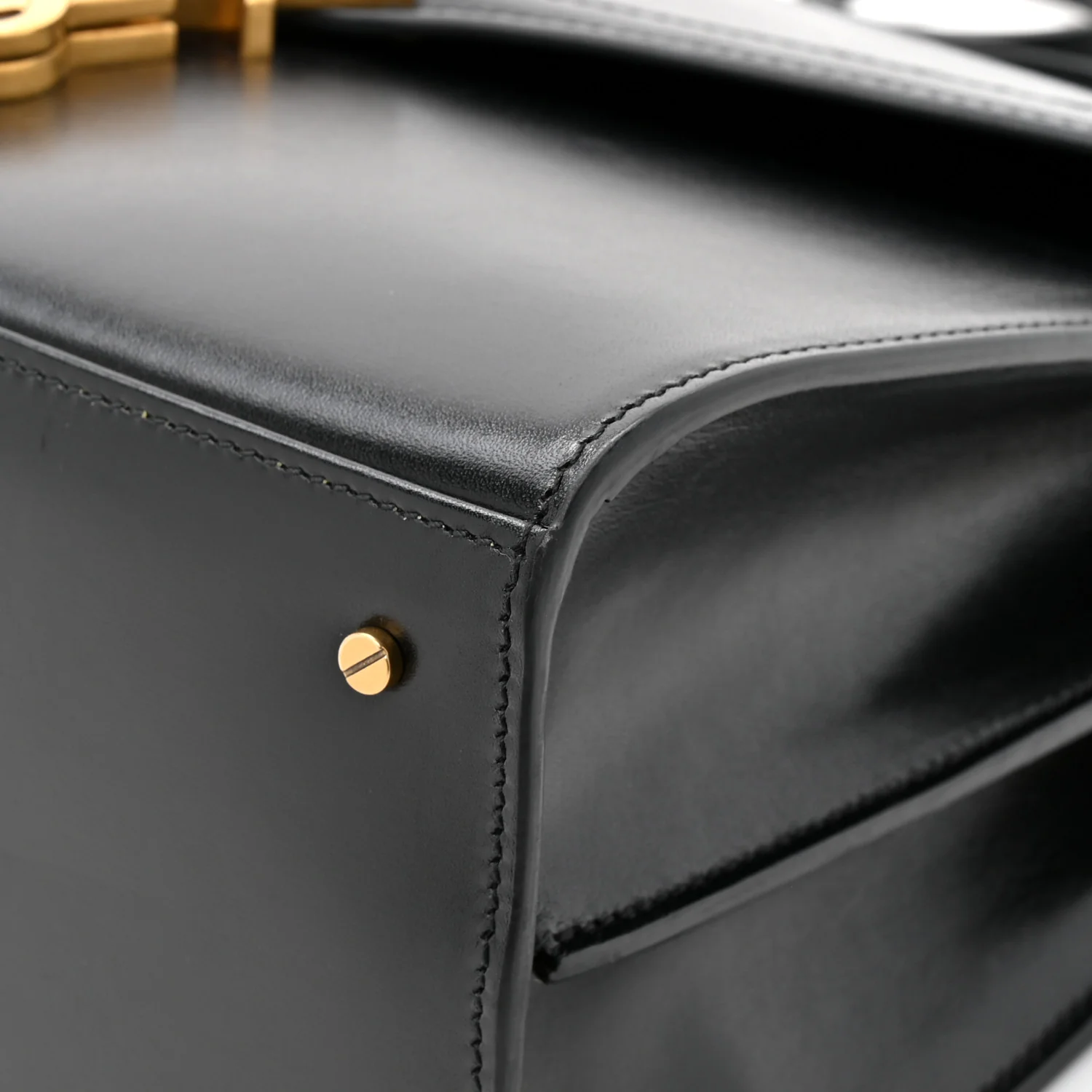 Smooth Calfskin Medium Classic Monogram Cassandra Top Handle Black