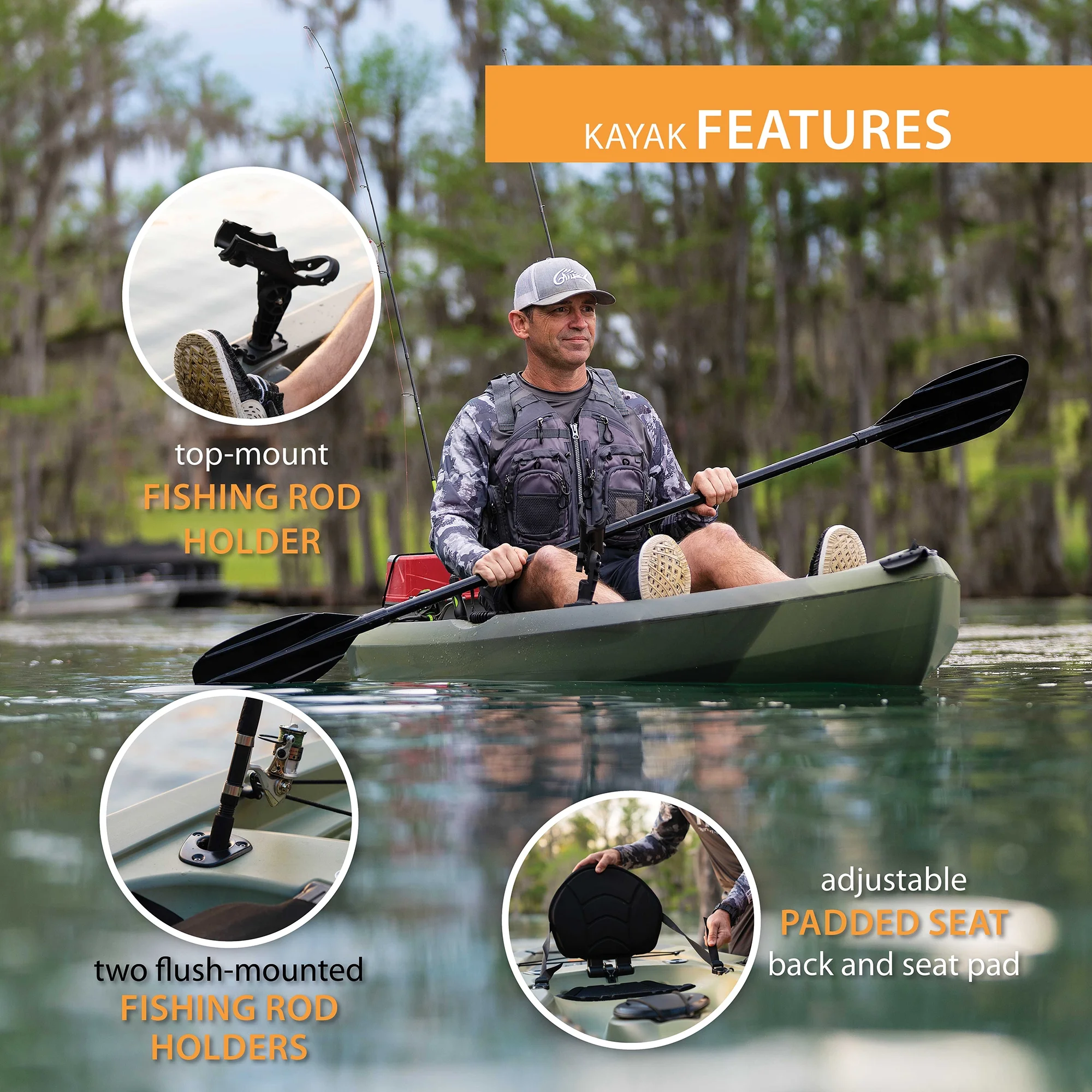 Lifetime Tamarack Angler 10 Ft. Fishing Kayak, Volcano Fusion (91340)