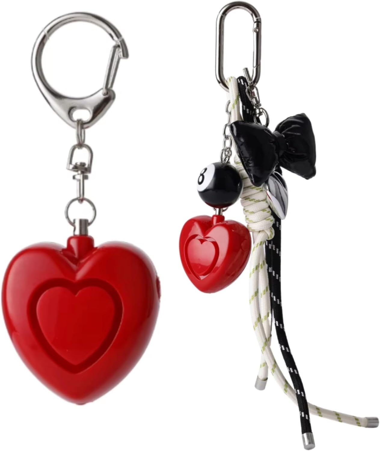 Red Heart Personal Safety Alarm Keychain – 130dB Loud Siren with LED Strobe Light, Cute Bag & Purse Charm for Women Teens Girls Gift