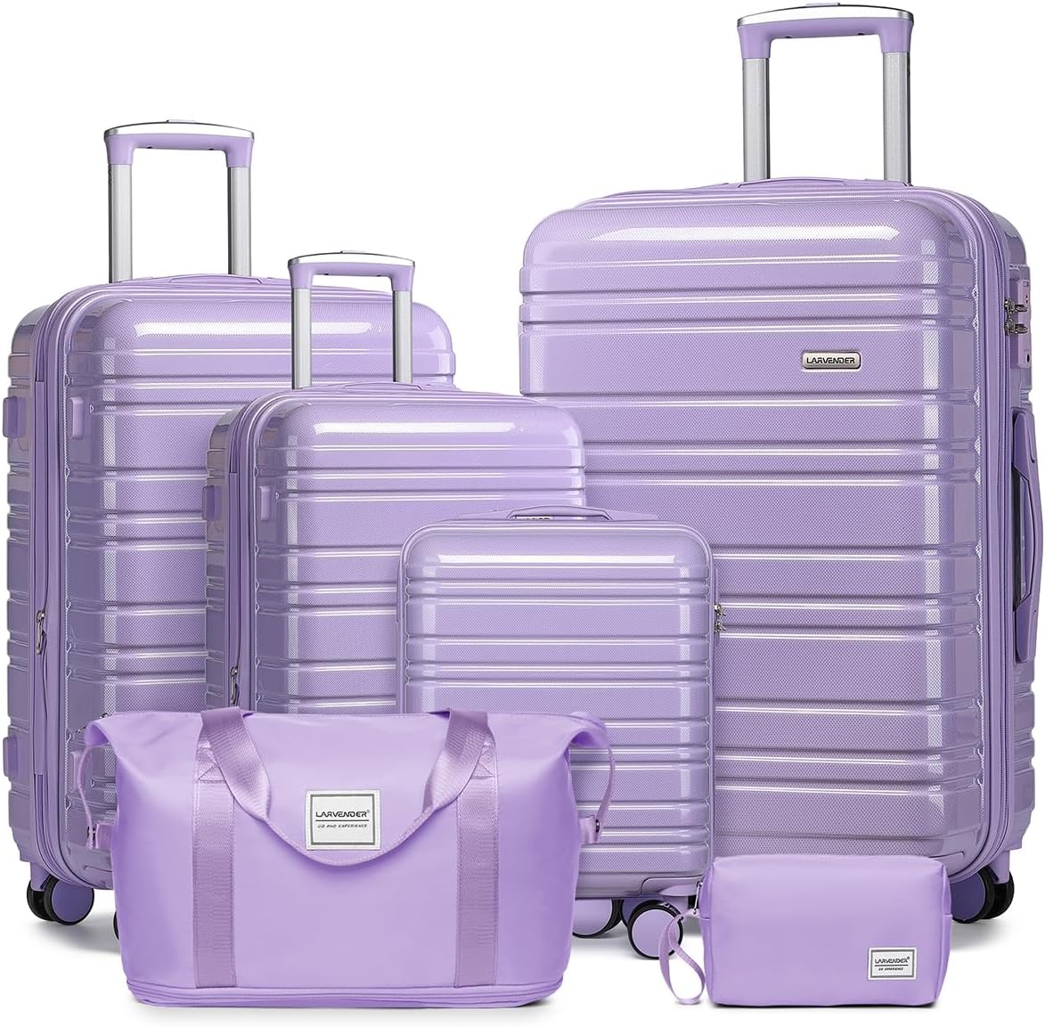 Ensemble de 6 valises, ensemble de valises rigides extensibles avec roulettes multidirectionnelles, ensemble de bagages à roulettes légers