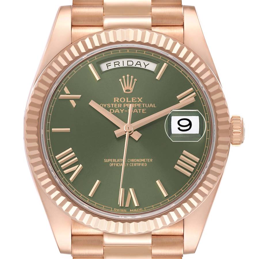 Replica Rolex Day-Date 40 President Rose Gold Green Dial Mens Watch Psp62326
