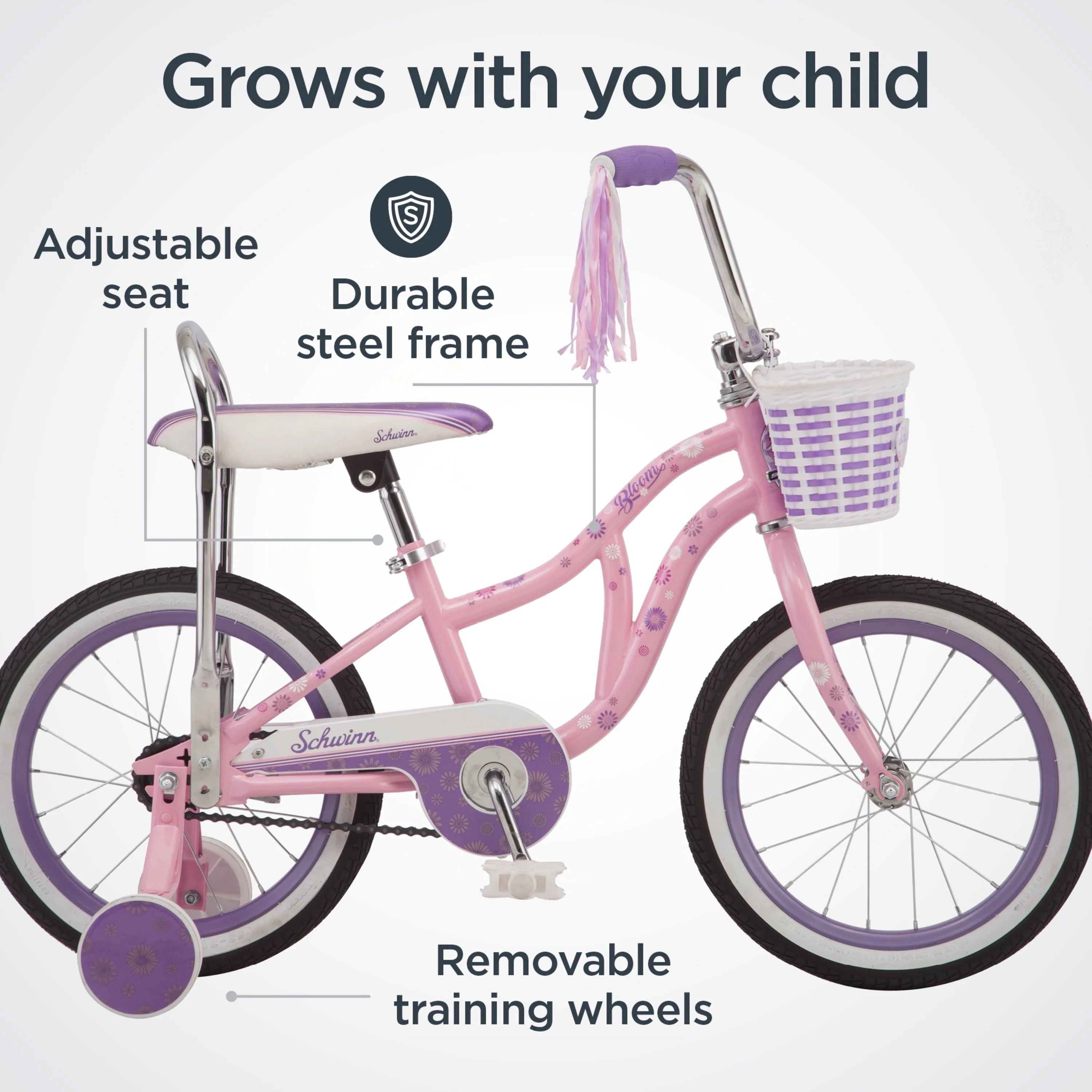 16" Bloom Kid's Bike with Training Wheels, Pink Image 2