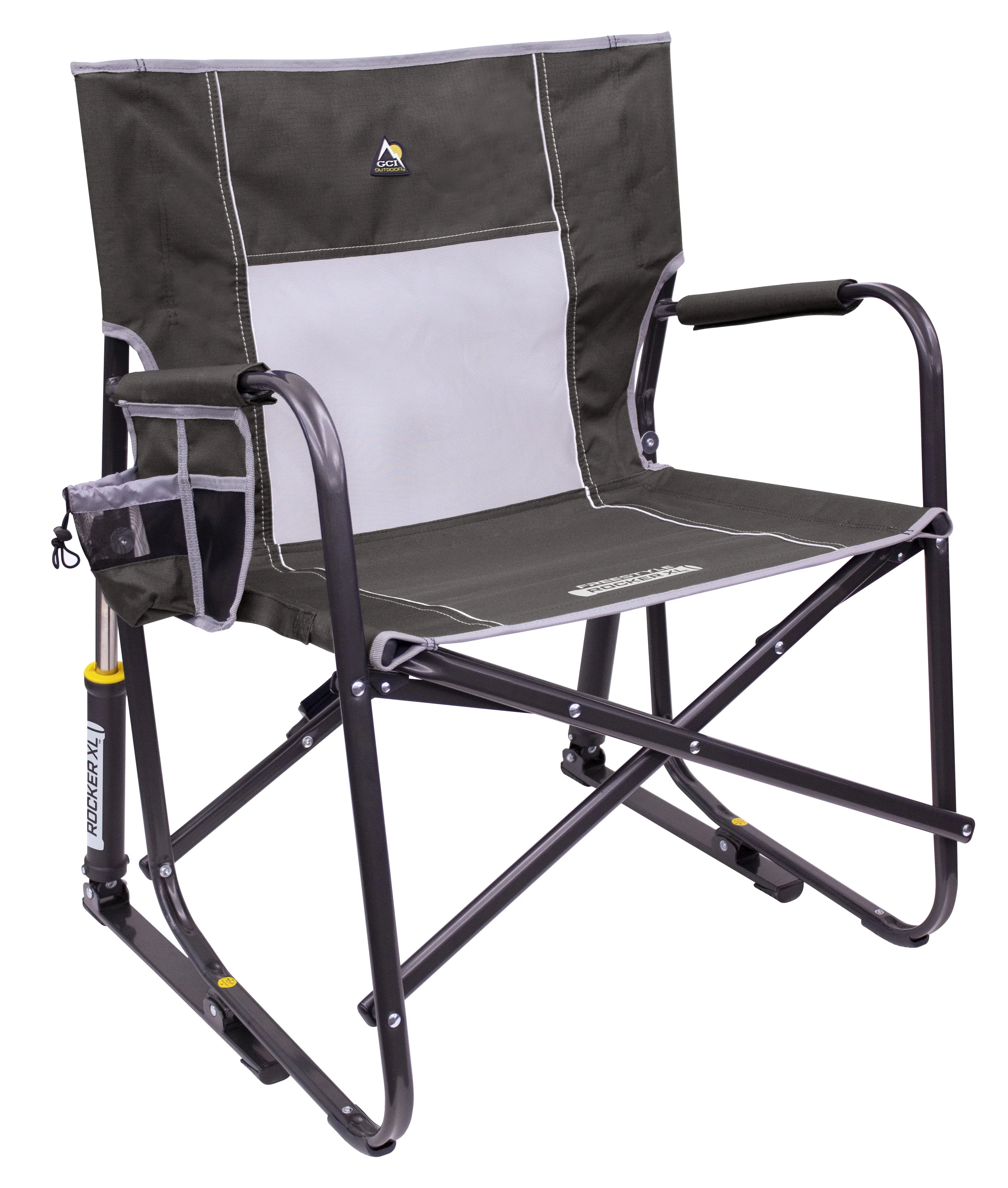 Freestyle Rocker XL Heavy Duty Portable Folding Camping Chair, Pewter Gray