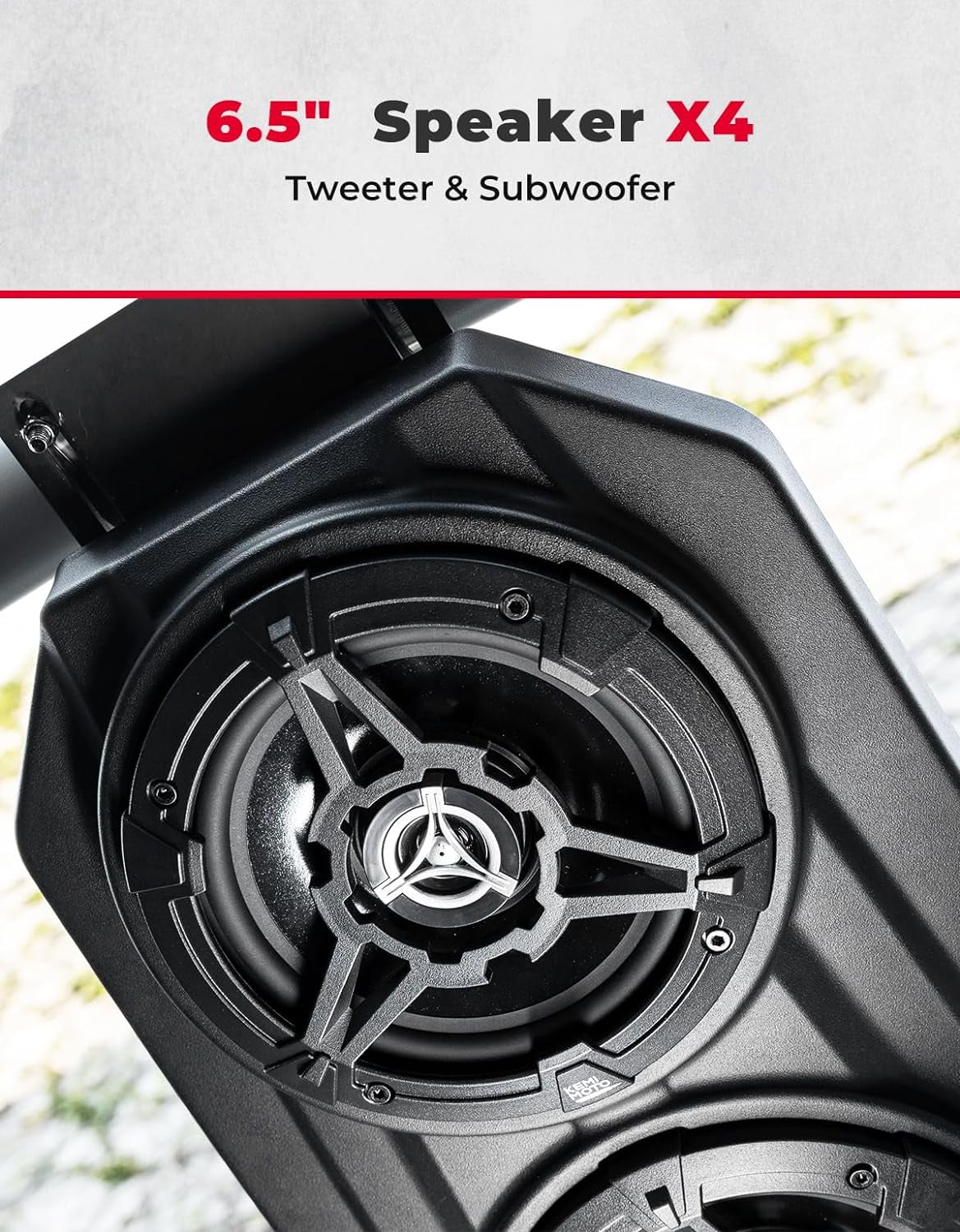 UTV Overhead Sound System 6.5 inch Speakers Sound Bar Stereo Bluetooth for 1.625-1.9in Roll Bar Compatible with Can-Am X3 Polaris RZR XP 1000 - Image 5