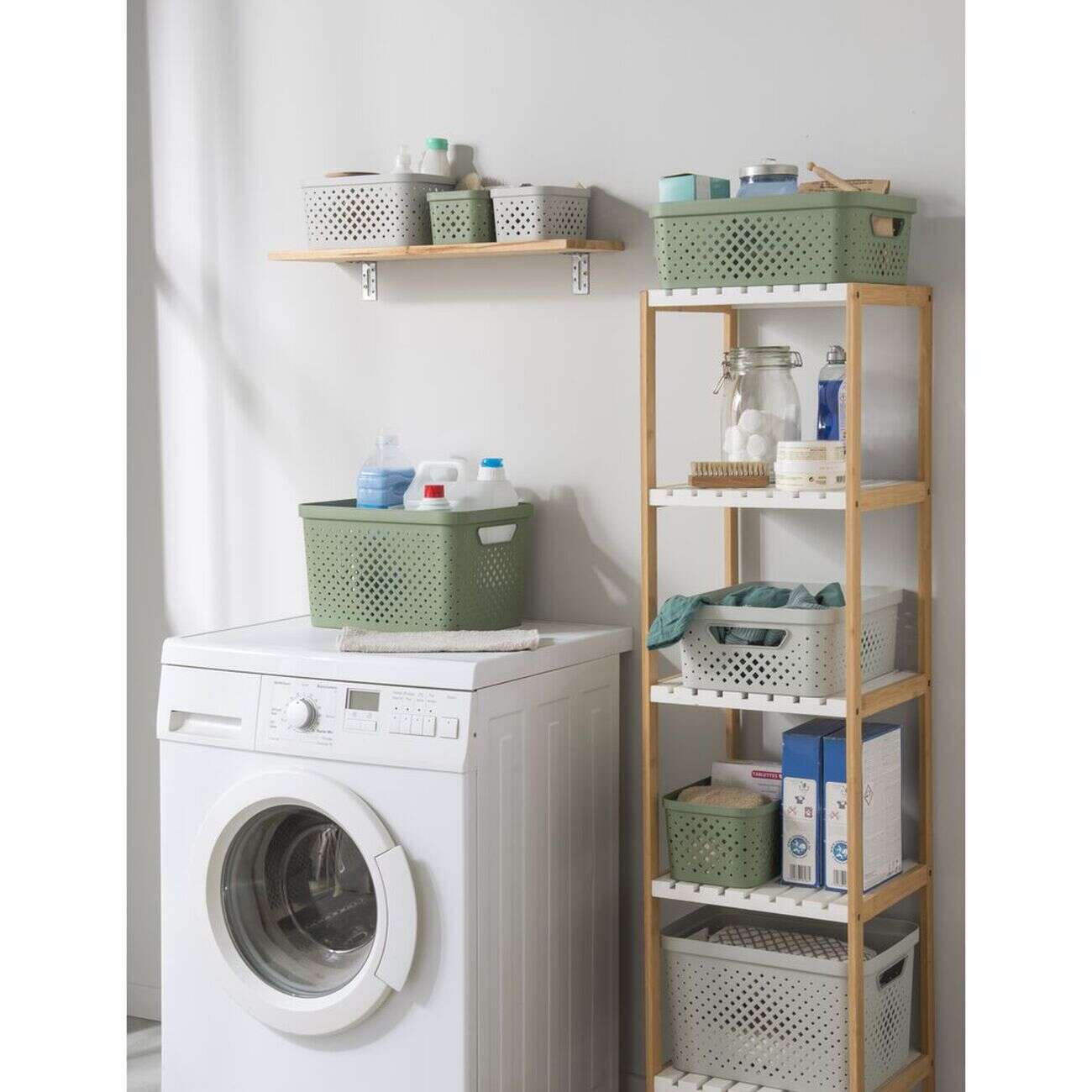 Panier de rangement plastique blanc 35x26,5xH21cm