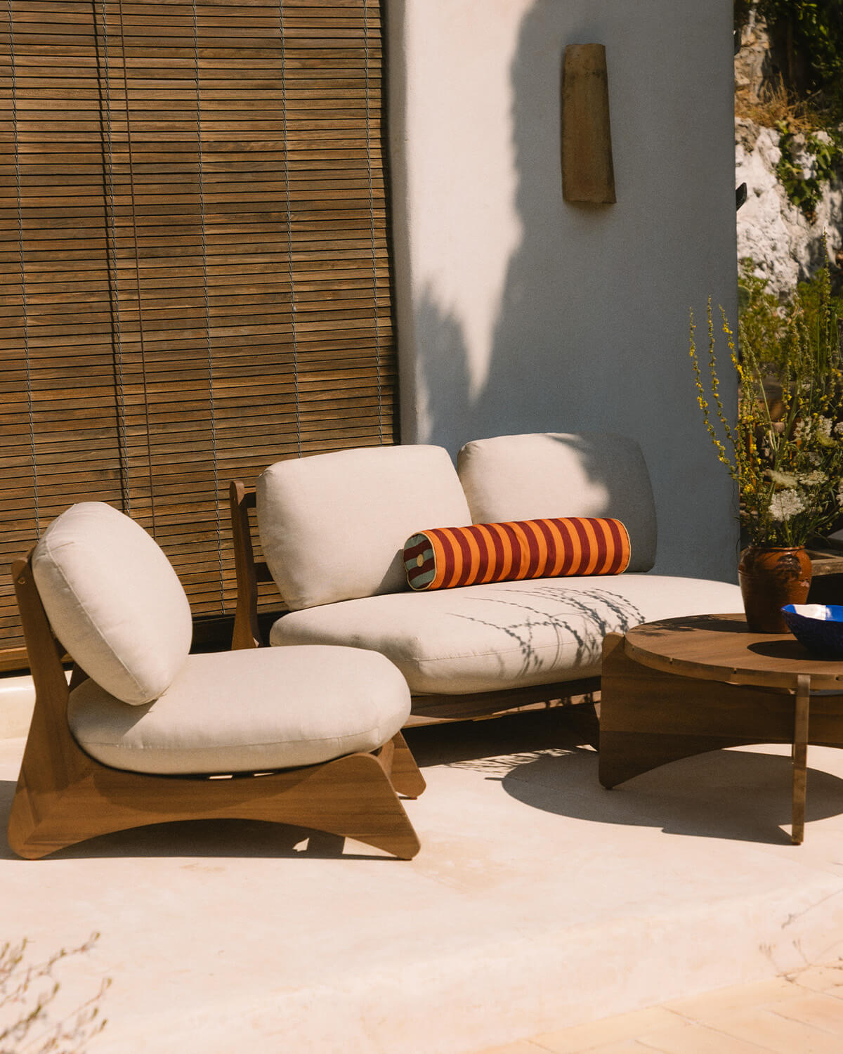 Lorent - Pack 2 Sillones de Jardín de Madera de Acacia con Cojines de Tela Lorent