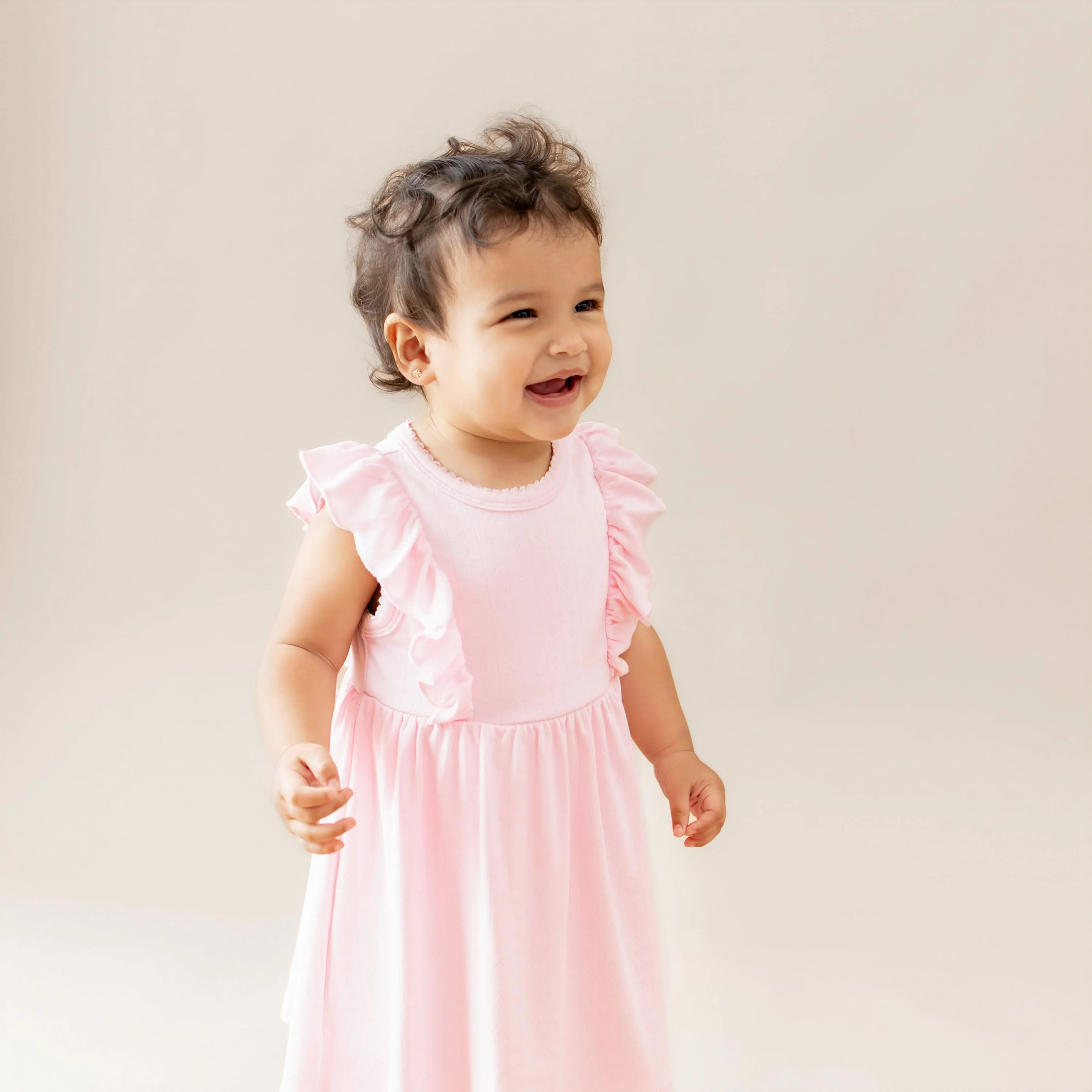 Pointelle Bodysuit Dress in Sakura