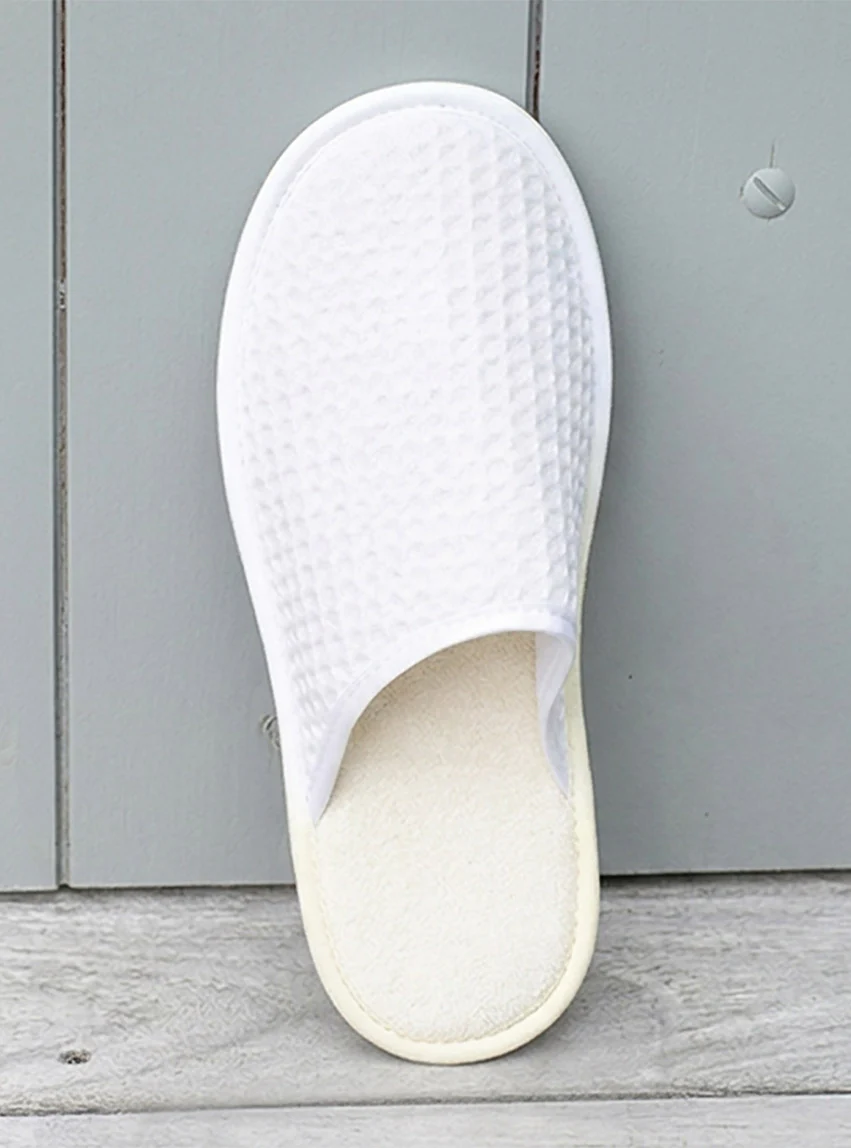 Chaussons en coton intérieur éponge Blanc