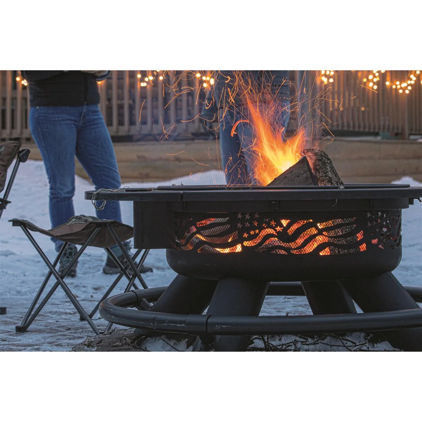 47" Fire Pit with BBQ Grate Geometric(Geometric) - Image 6