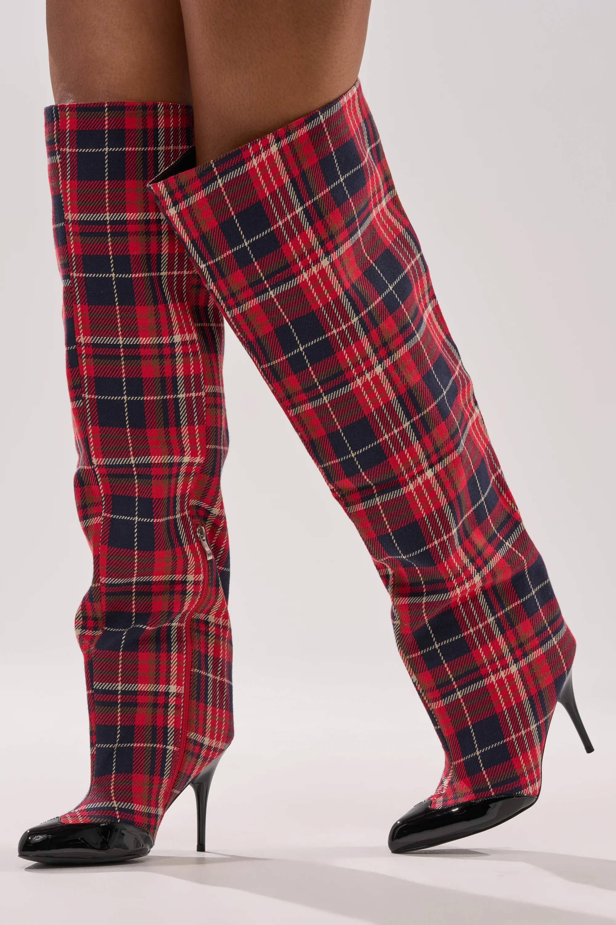 AZALEA WANG LOCHANA MULTI PLAID FLANNEL SEXY BOOT - Akira Store