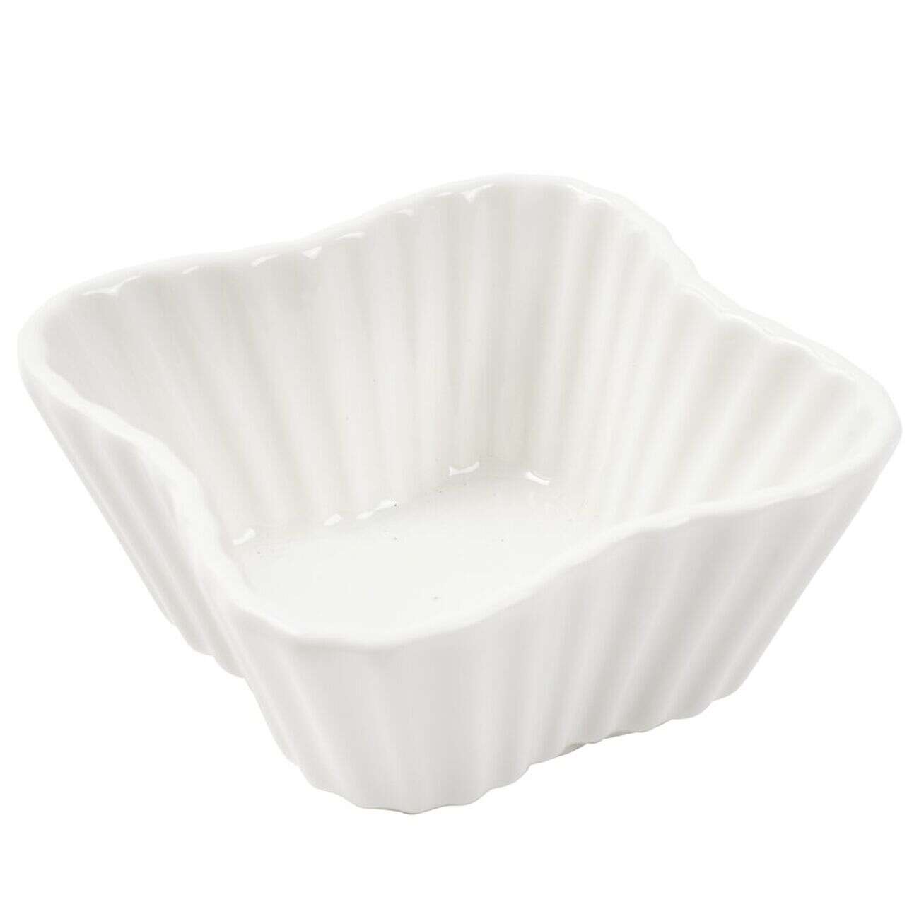 Ramequin carré céramique contour texturé blanc 7,5x7,5xH3,5cm