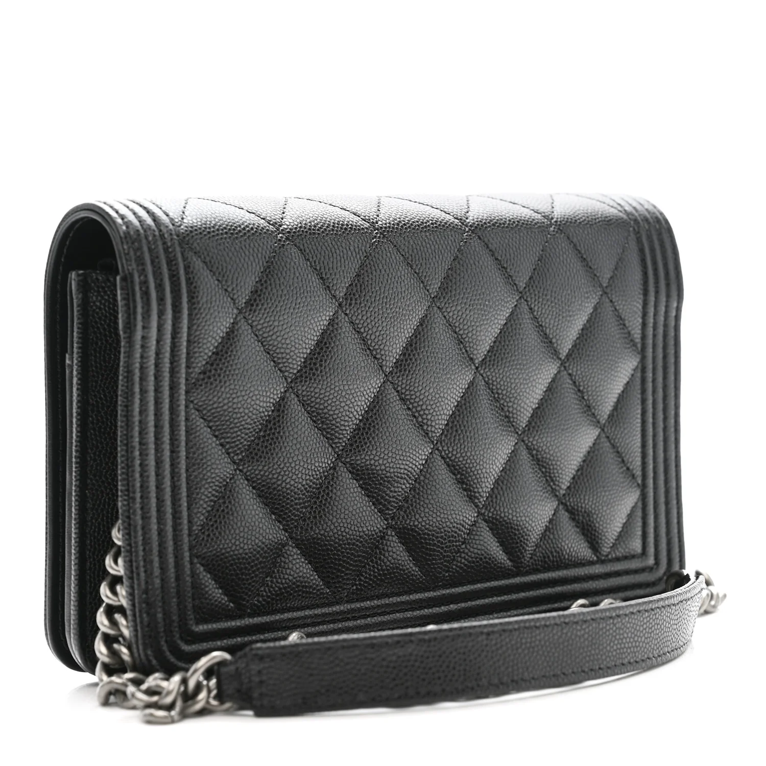Caviar Quilted Boy Wallet On Chain WOC Black