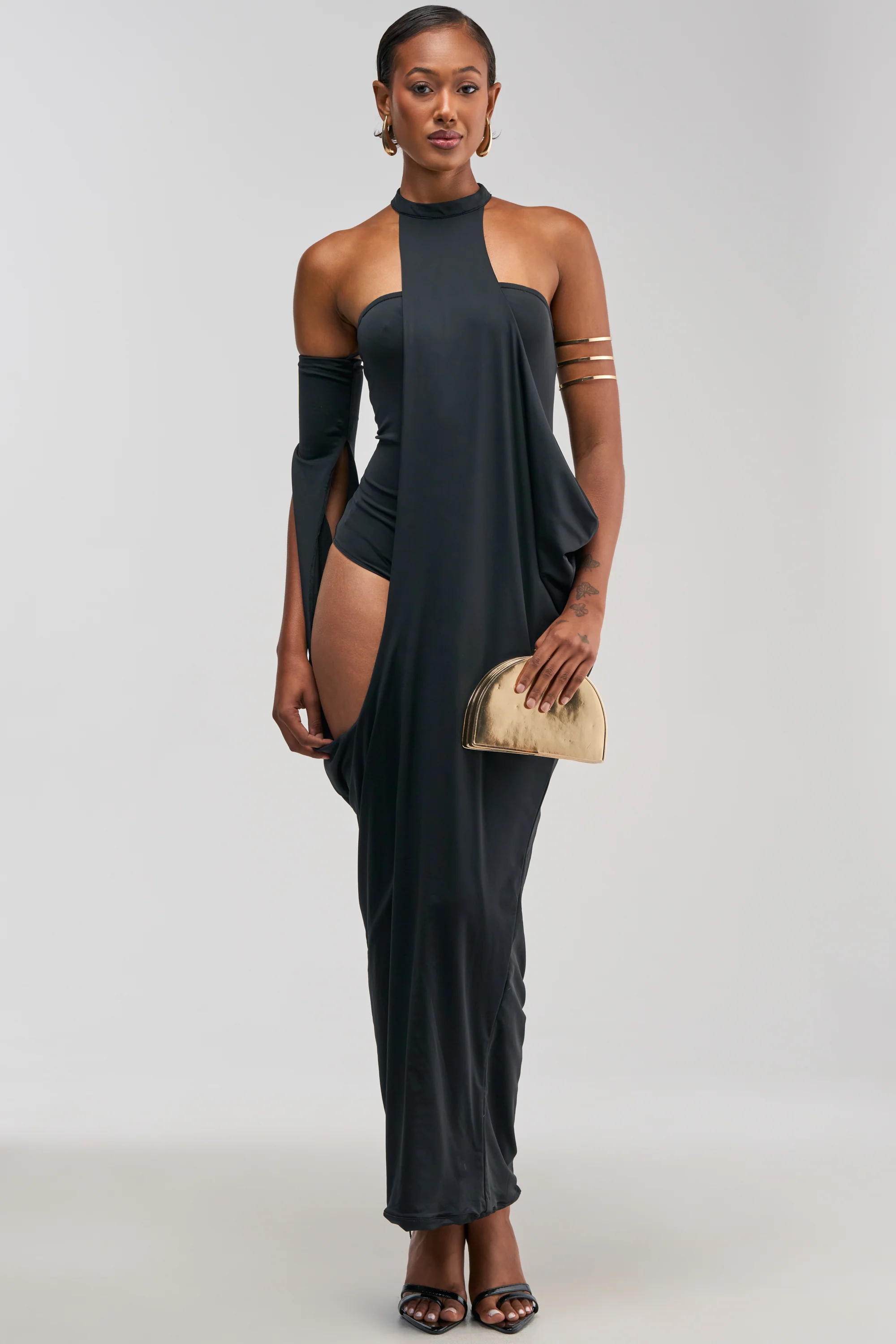 OPTICAL ILLUSION MAXI DRESS IN BLACK - Akira Store