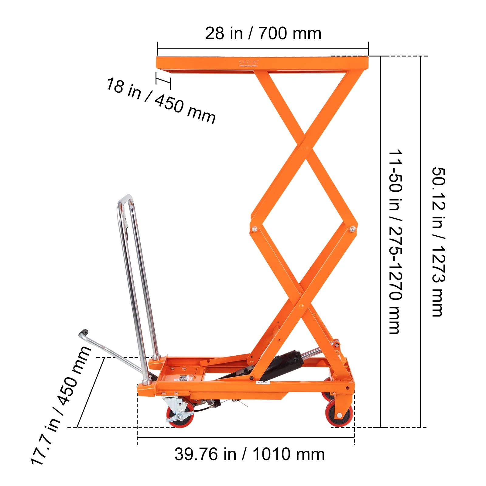 Hydraulic Lift Table Cart 330 lbs Manual Double Scissor Lift Table 50" - Image 7