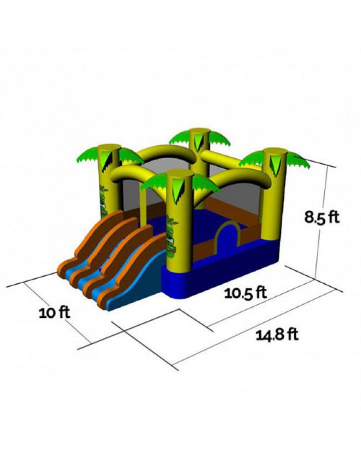 Toboggan gonflable commercial Tiki Island Combo 10