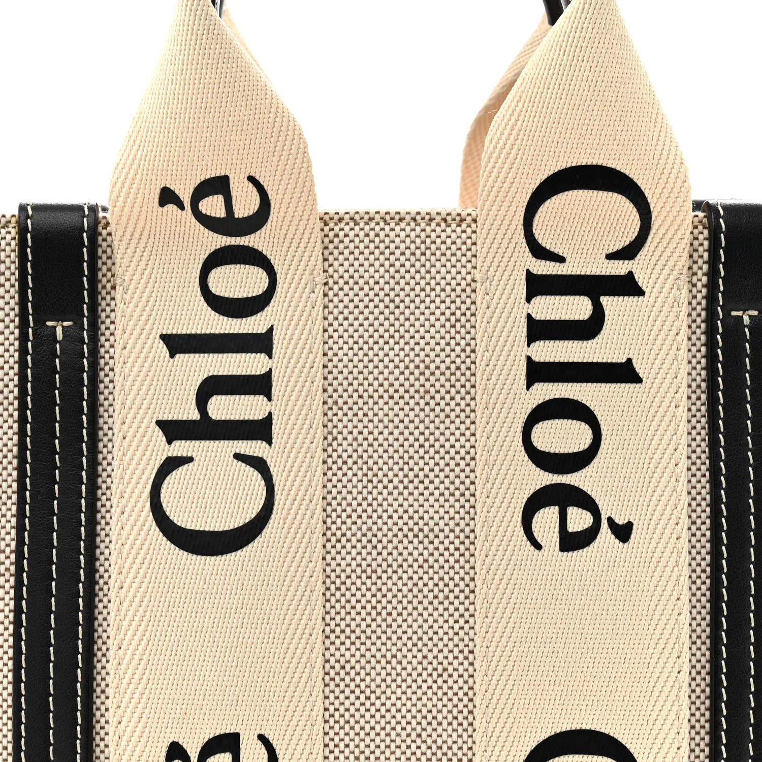 Cotton Calfskin Small Woody Ribbon Tote White Blue