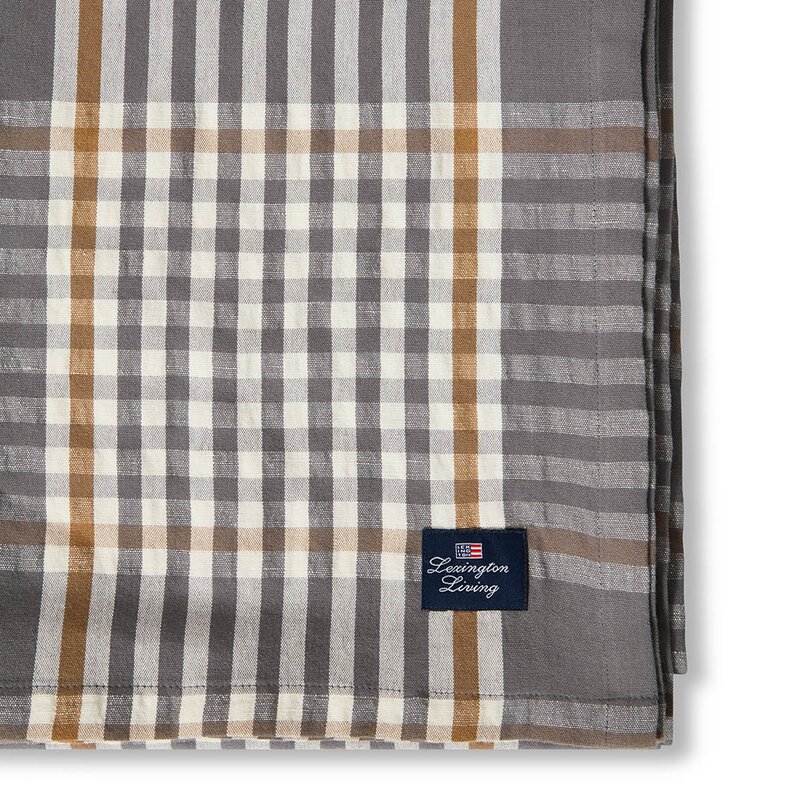 Rutete duk 150x350 cm grå/hvit/fudge