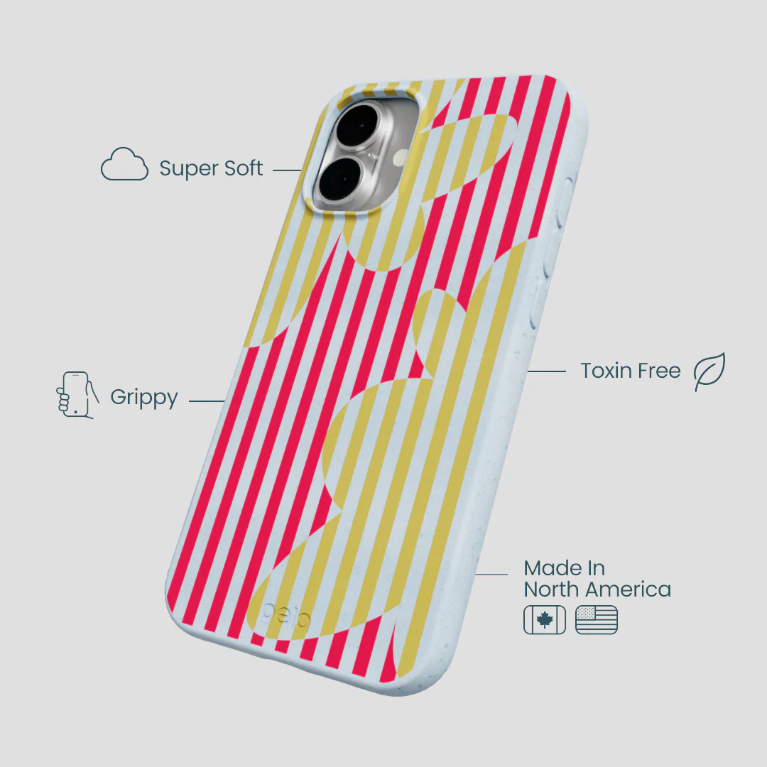 Powder Blue Blooming Stripes iPhone 16 Plus Case