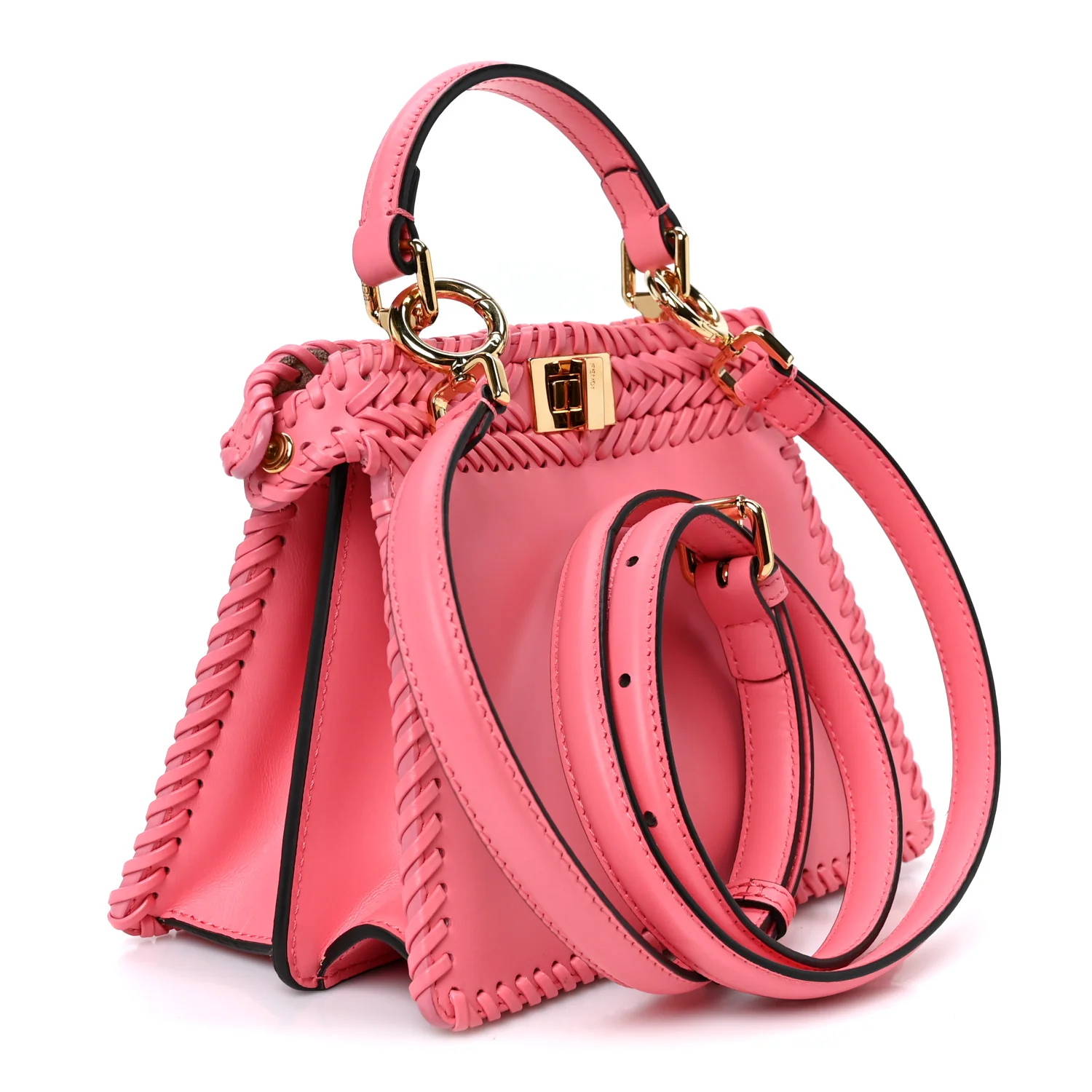 Vitello King Shiny Nappa Intreccio Petite Peekaboo I SEE U Satchel Pink Dalia