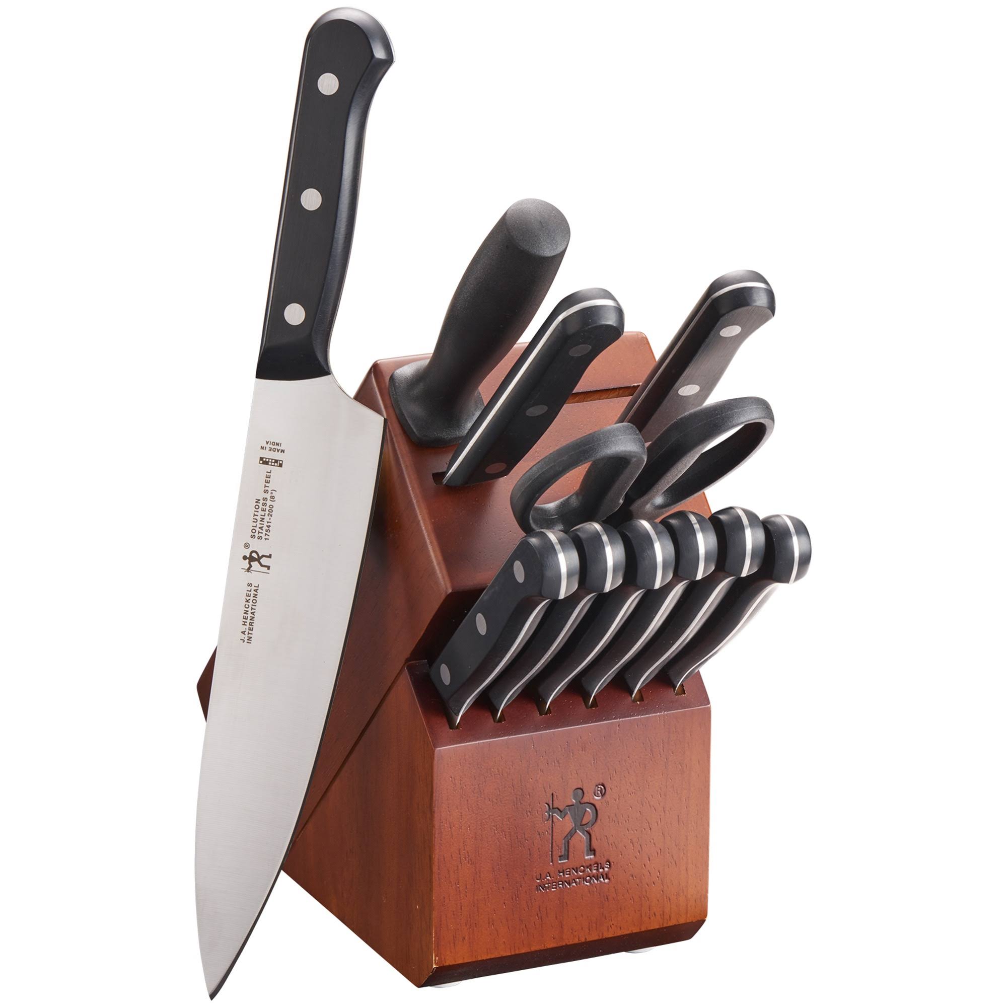 J.A. Henckels International Solution 12- Piece Knife Block Set, Black/Silver