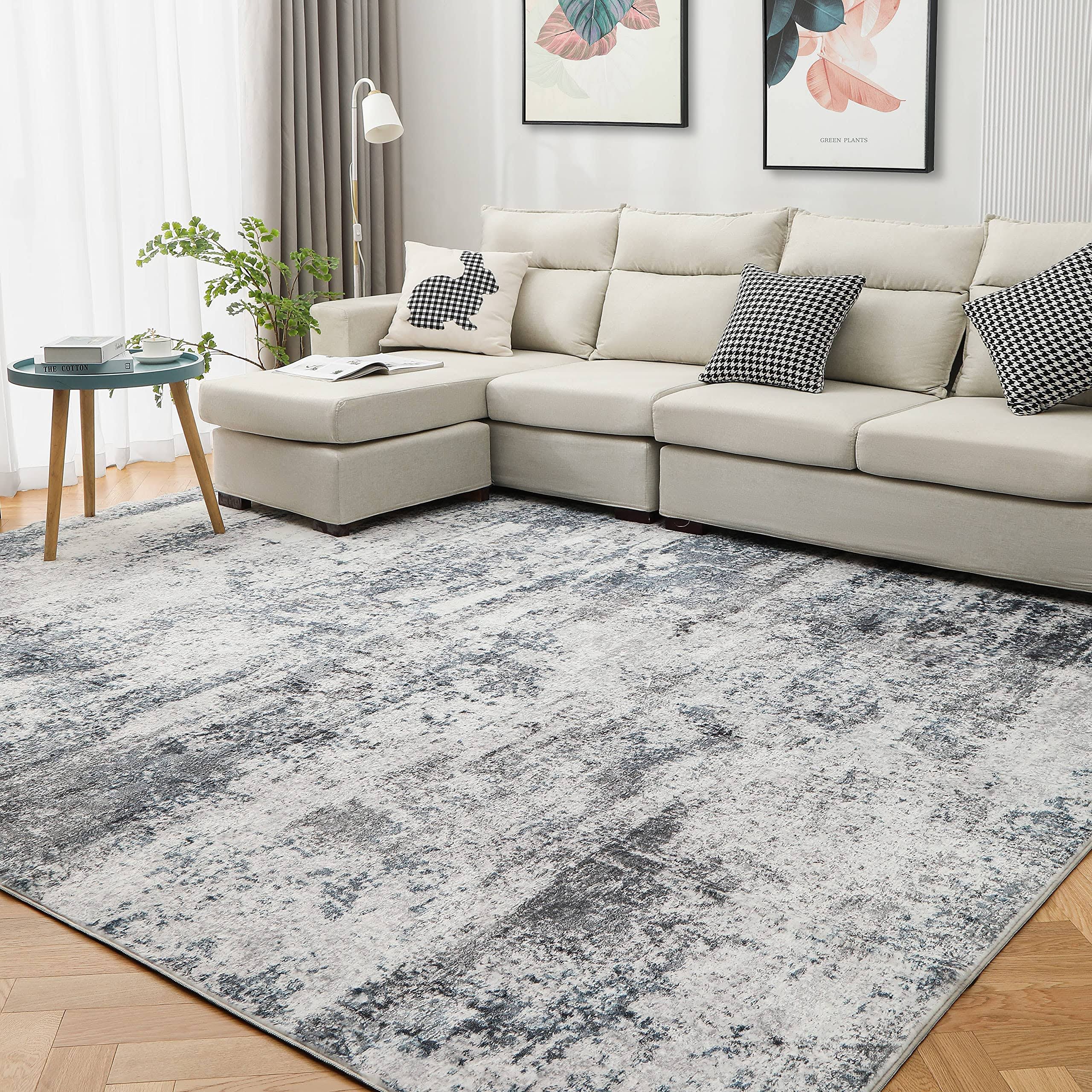 Macro Sen Area Rug Living Room Rugs: 5x7 Indoor Abstract Soft Fluffy Pile Large Carpet with Low Shaggy for Bedroom Dining Room Home Office Decor Under