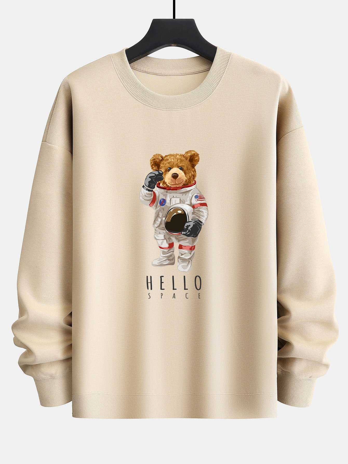 Sweat-shirt coupe décontractée à imprimé ours astronaute