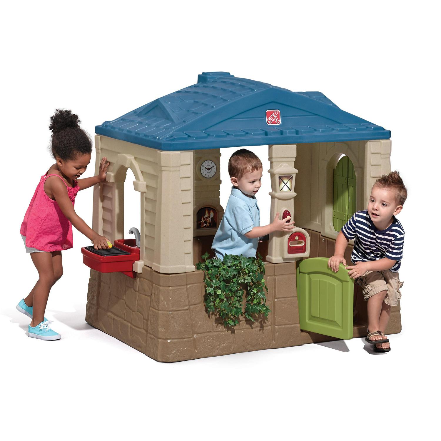 Happy Home Cottage Grill Brown Playhouse Plastic Kids Outdoor Toys Image 5