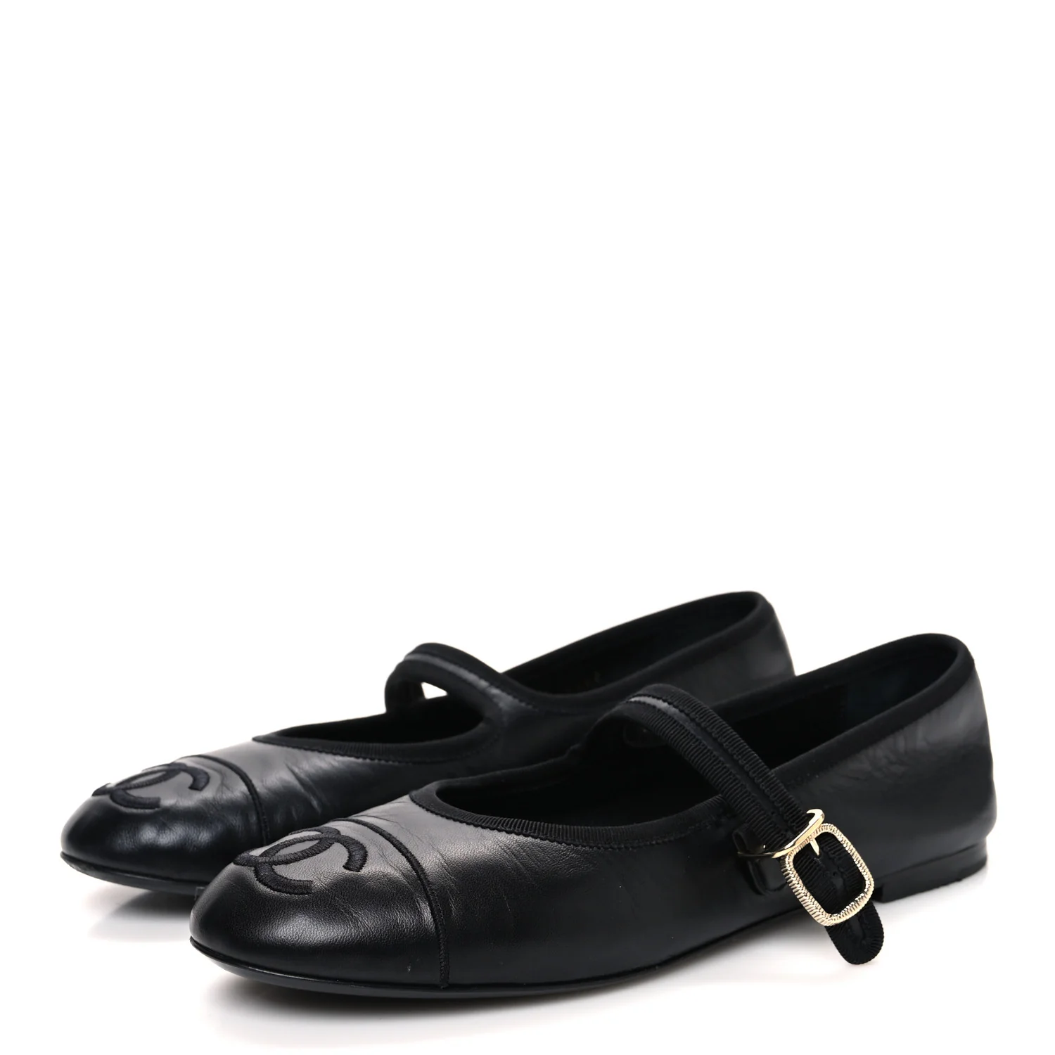 Lambskin Mary Jane Flats 40 Black