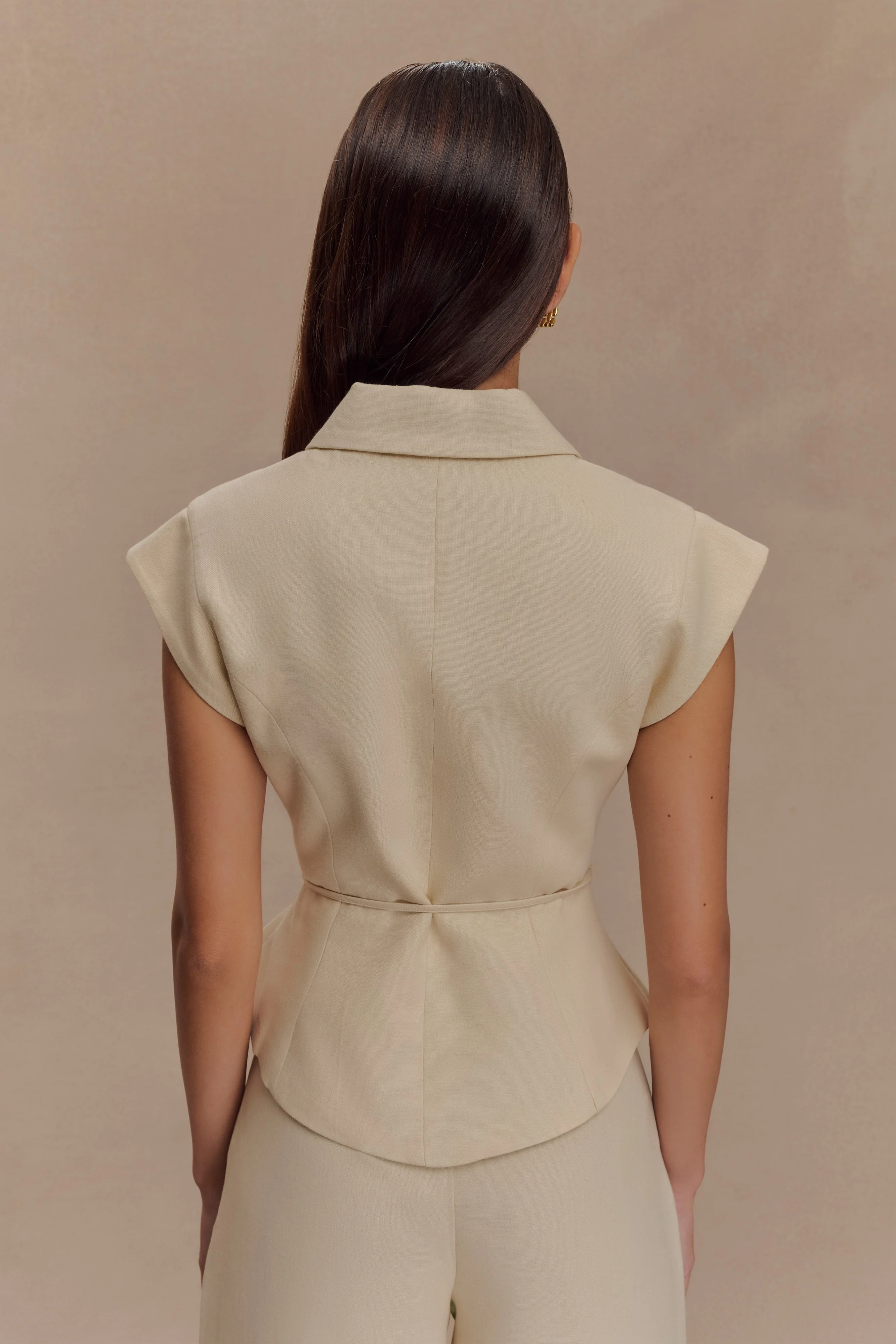 Andina Shortsleeve Linen Top - Natural Beige